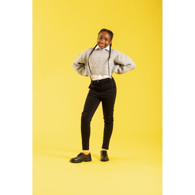 Hush Puppies Athena Senior Mädchen Brogues Aus Schwarzem Leder