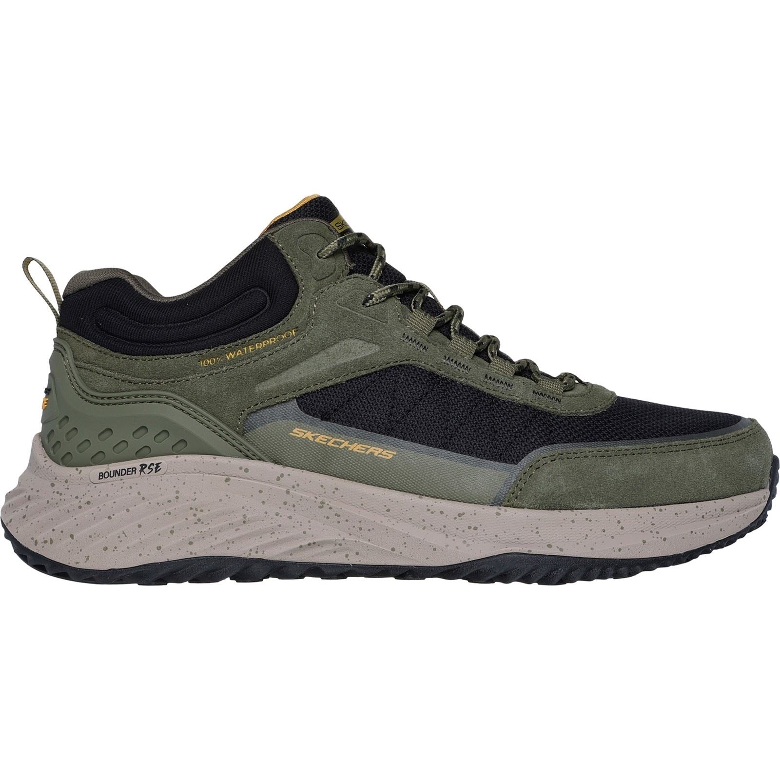 Skechers Bounder Rse Leder Herren Wanderstiefel In Oliv/Schwarz