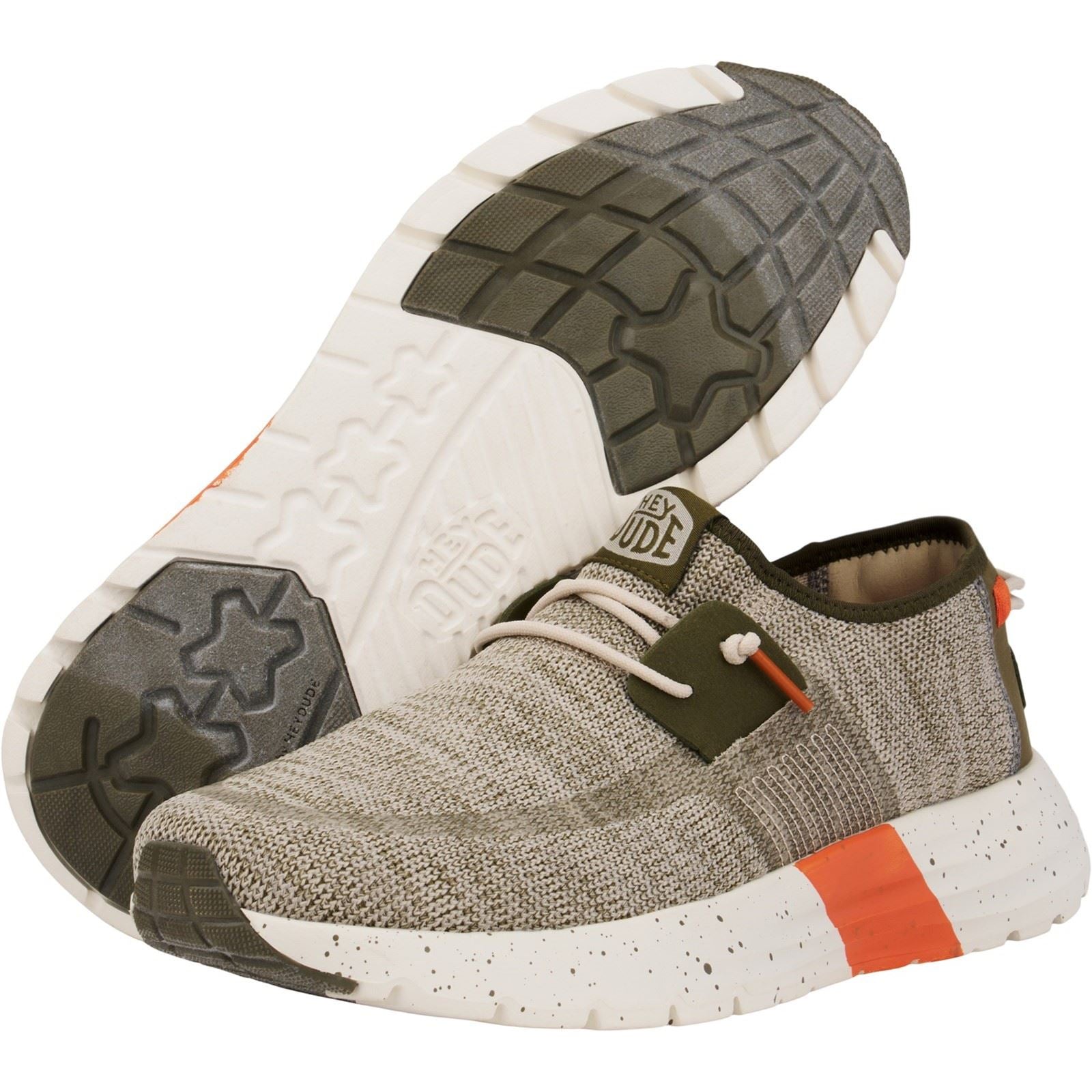 HEYDUDE Sirocco Sport Mode Herren Sneaker In Grün/Staubiges Olivgrün/Orange