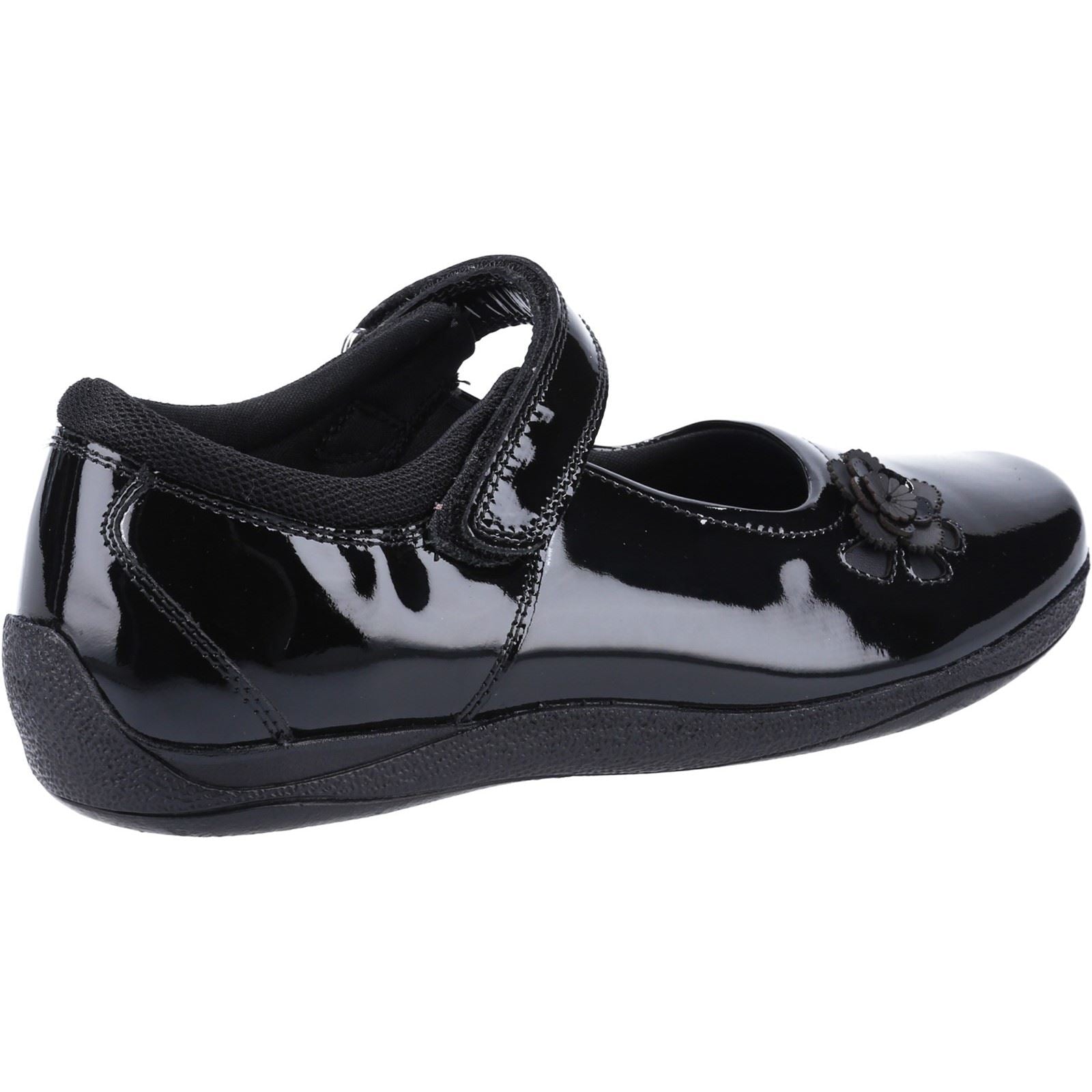 Hush Puppies Jessica Senior Patent Mädchenschuhe Aus Schwarzem Lackleder