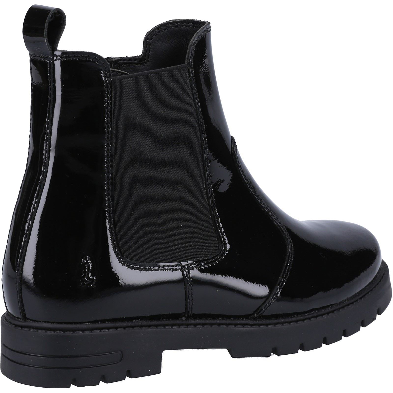 Hush Puppies Laura Patent JNR Mädchen Schwarze Farbe Lederstiefel