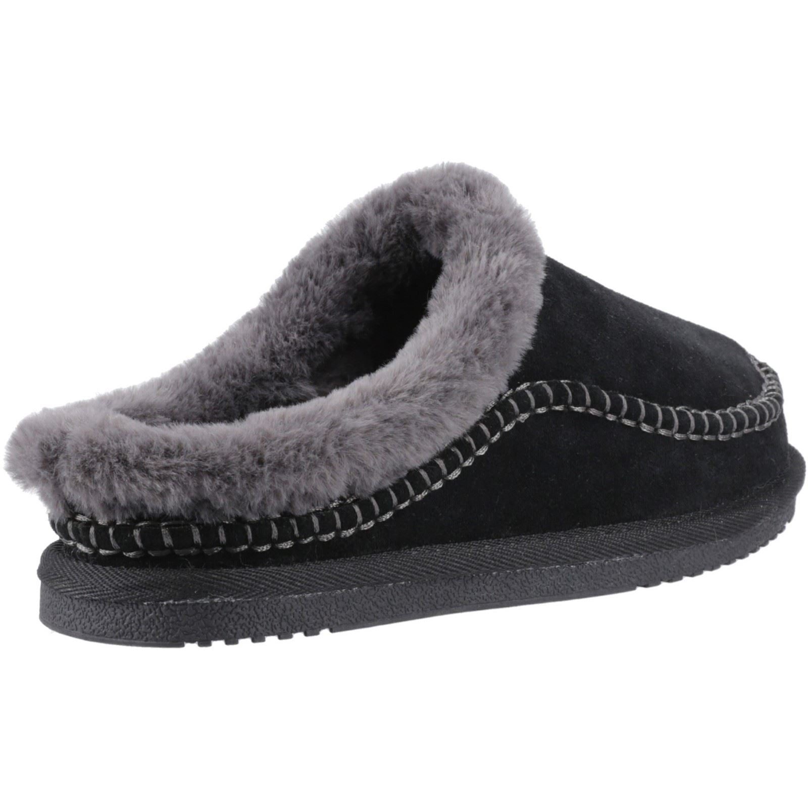 Hush Puppies Anika Damen Wildleder Hausschuhe in Schwarz