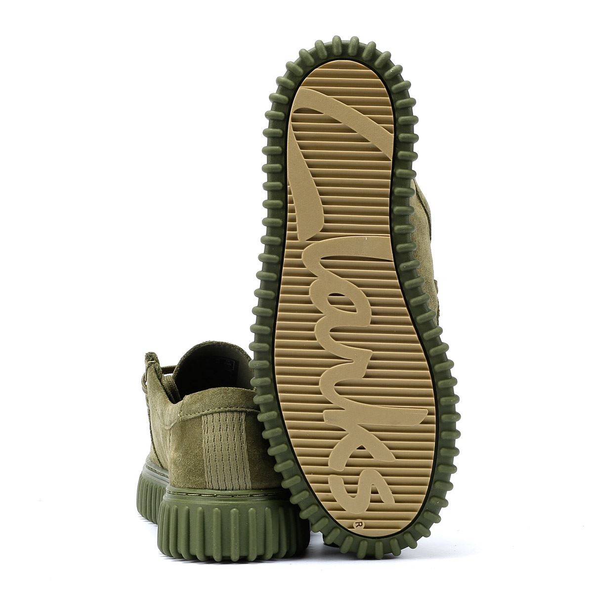 Clarks Main x Pleasures DRGN Lo Grüne Wildlederschuhe Mit Schnürsenkeln