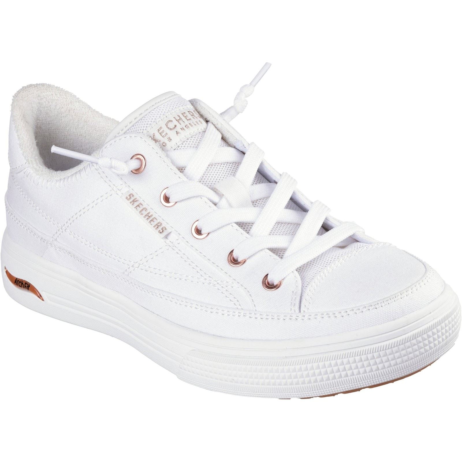 Skechers Arch Fit Arcade - Meet Ya There Textile Damen Weiße Sneakers
