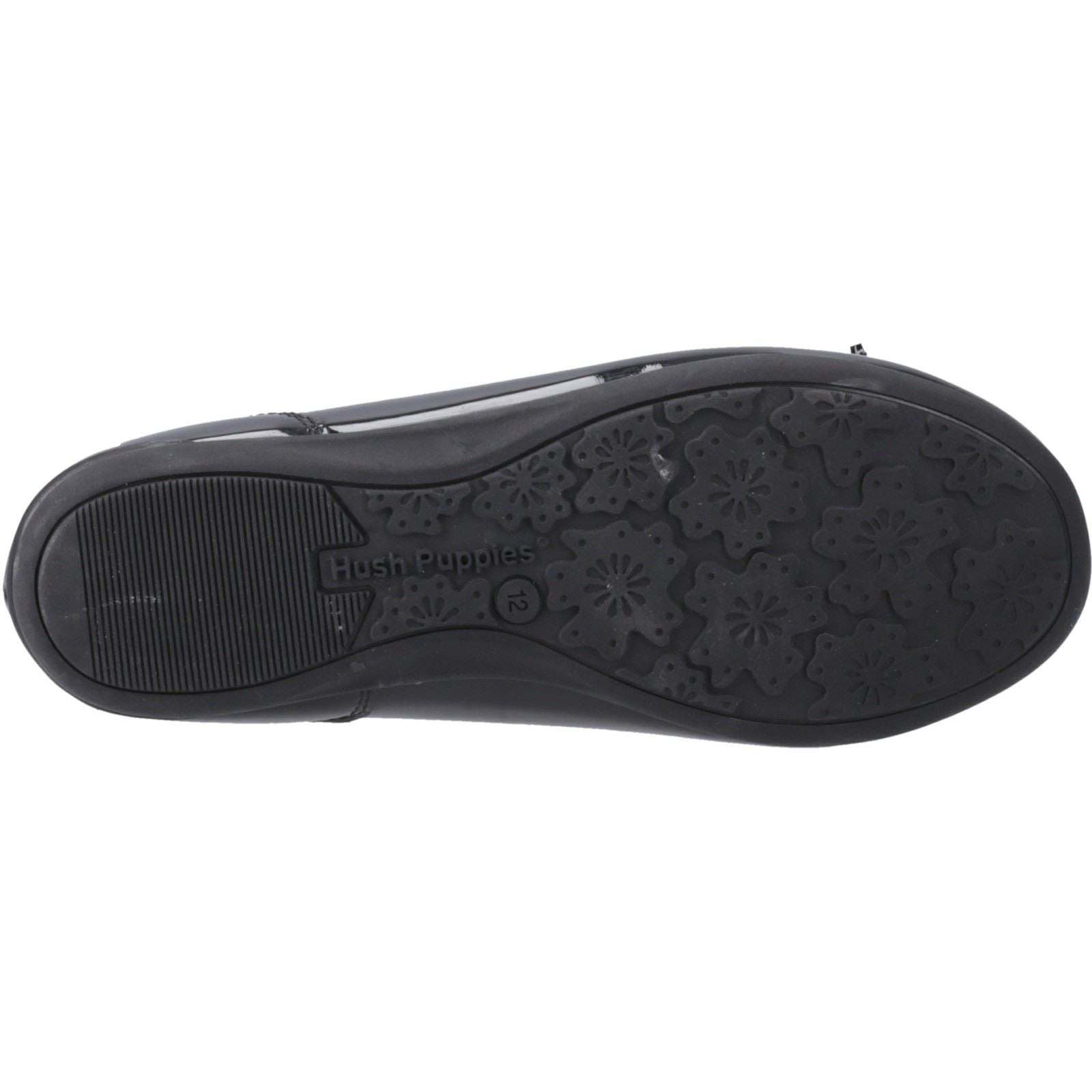 Hush Puppies Lillie Ballerina Patent Mädchenschwarze Ballettschuhe Aus Leder