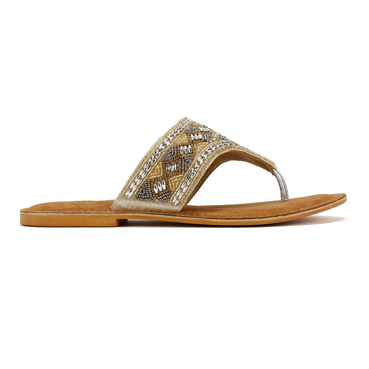 Tower London Wide Vamp Toepost Damen Gold Sandalen