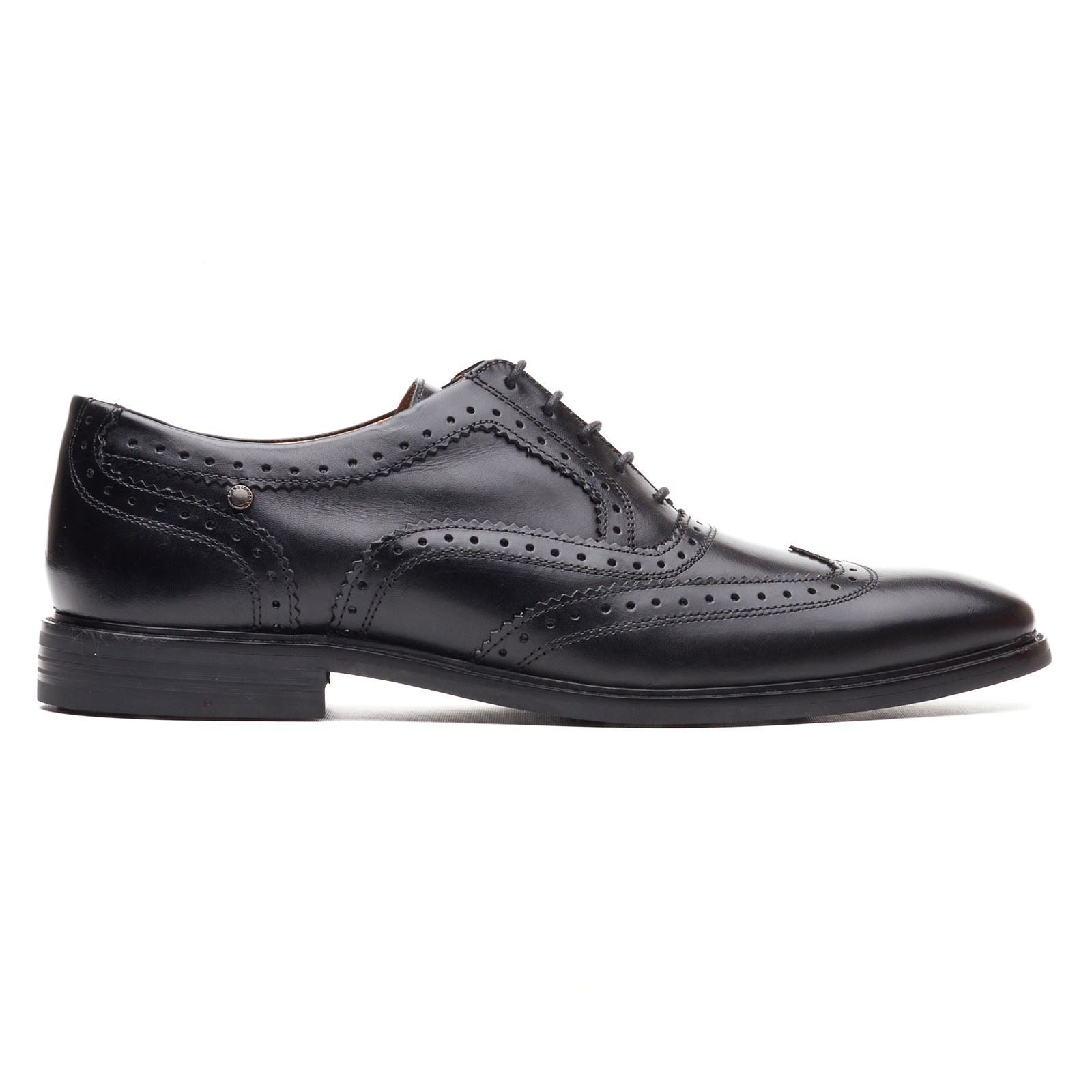 Base London Clarence Brogue Leder Herren Schwarze Brogues Schuhe