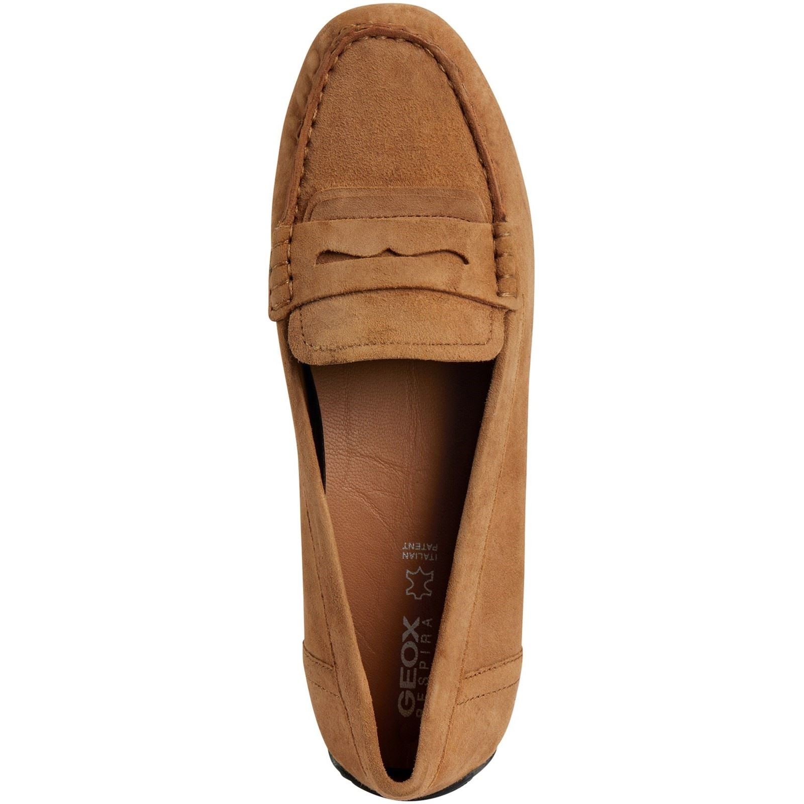 Geox D Kosmopolis Wildleder Damen Kamel Mokassins Schuhe