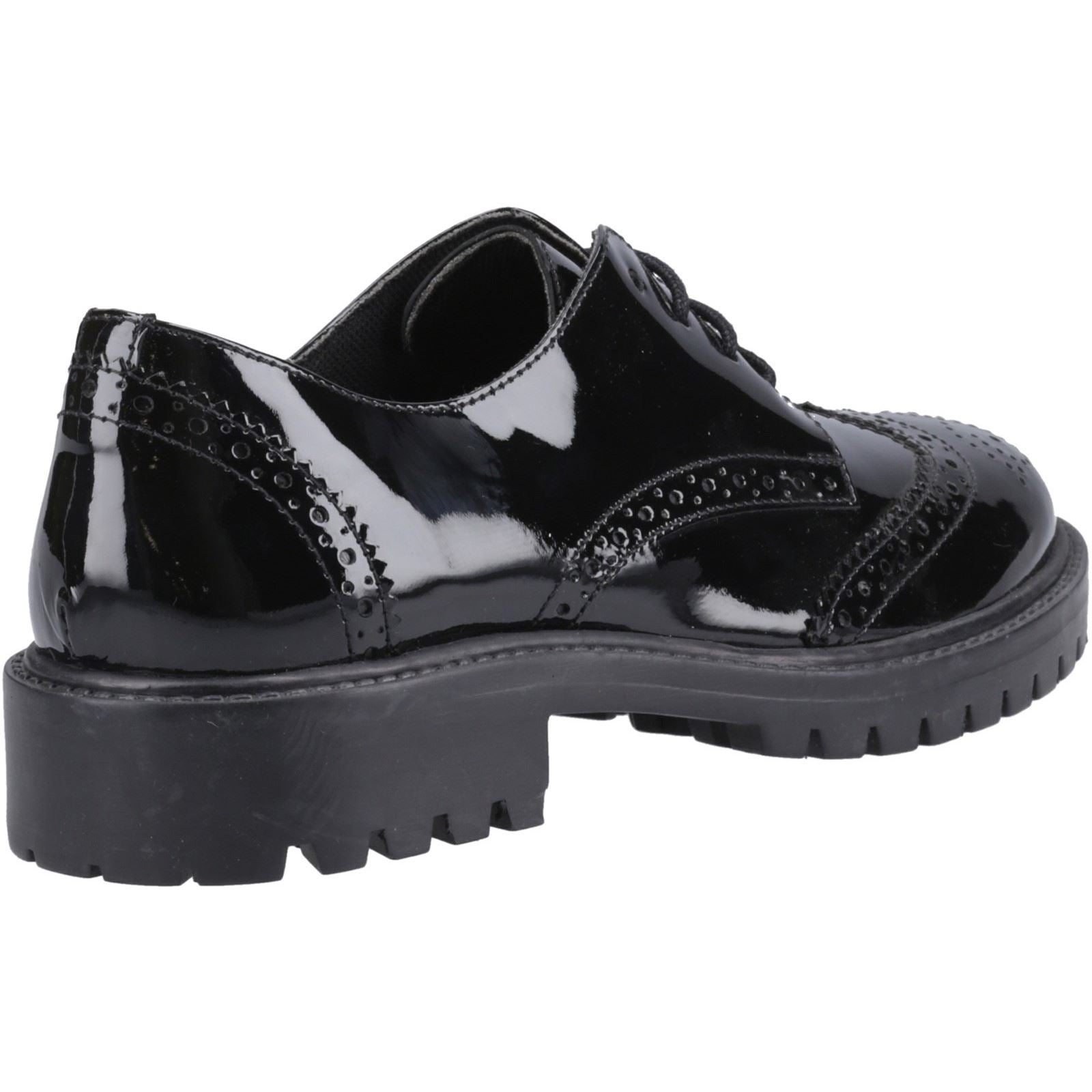 Hush Puppies Athena Patent Mädchen Brogues Aus Schwarzem Leder