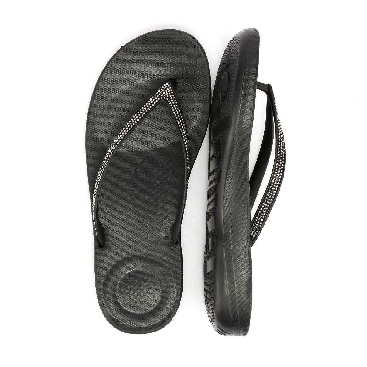 FitFlop Iqushion Sparkle Damen Schwarzgummi Zehentrenner