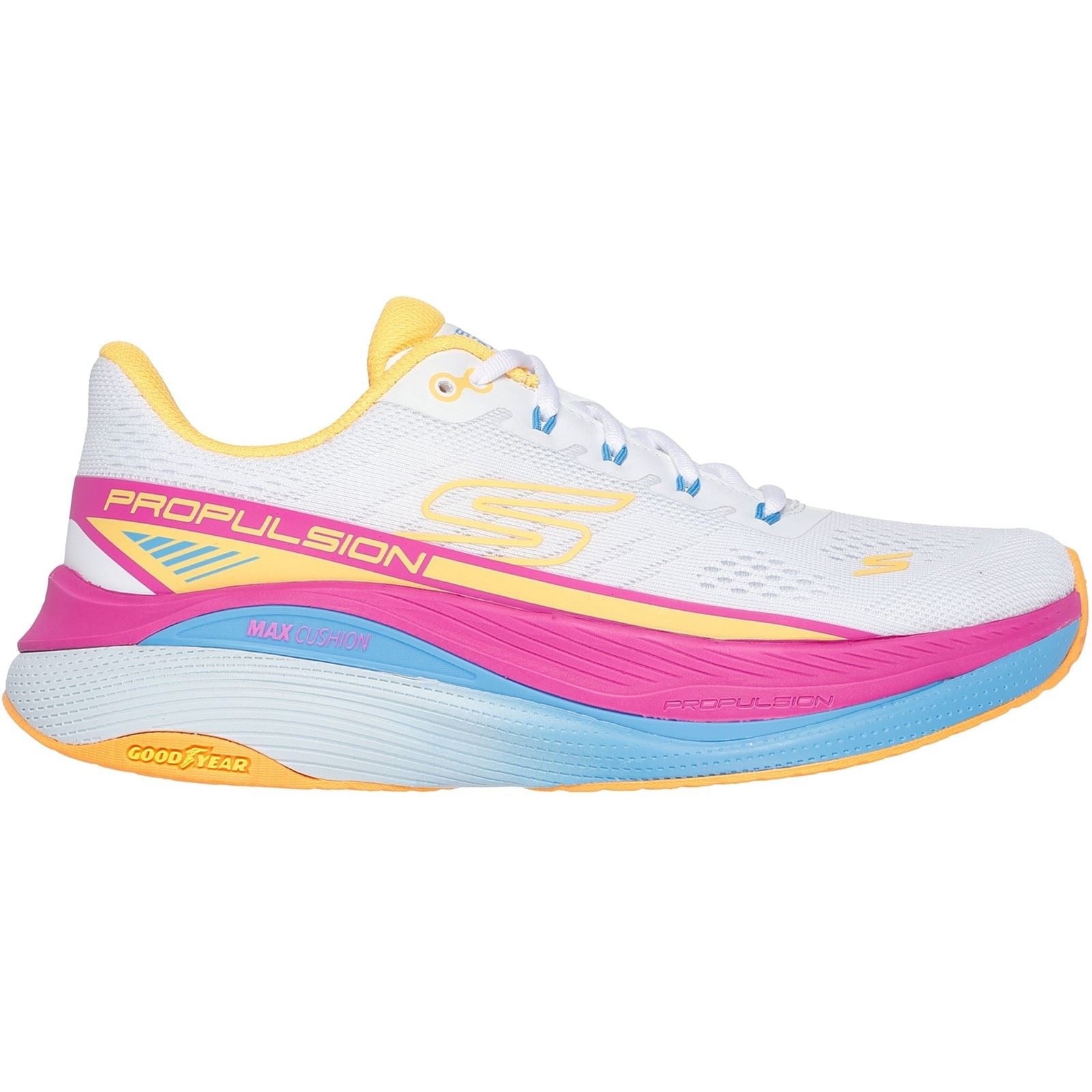 Skechers Performance Max Cushioning Propulsion Textile Damen Sneaker In Weiß/Orange