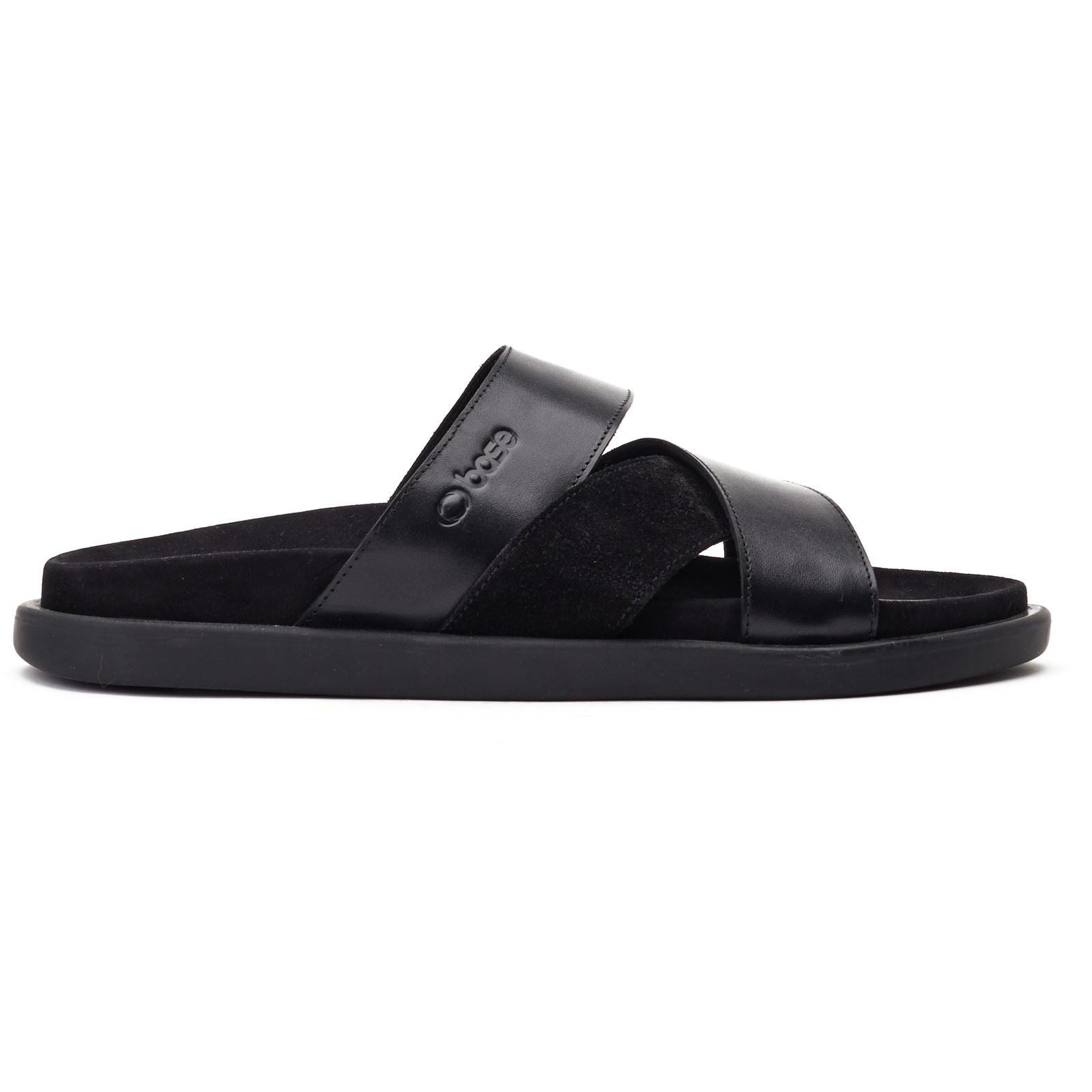 Base London Ponza Leder Herren Schwarze Sandalen