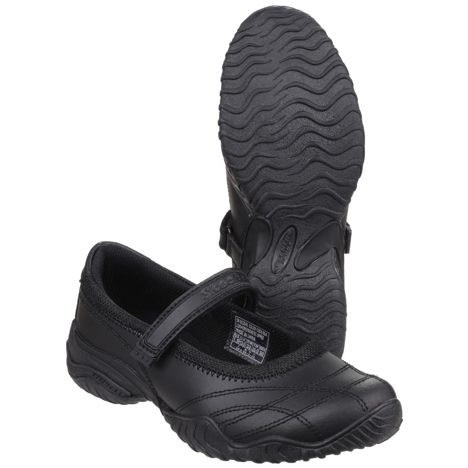 Skechers Velocity Pouty Mädchenschuhe Aus Schwarzem Leder