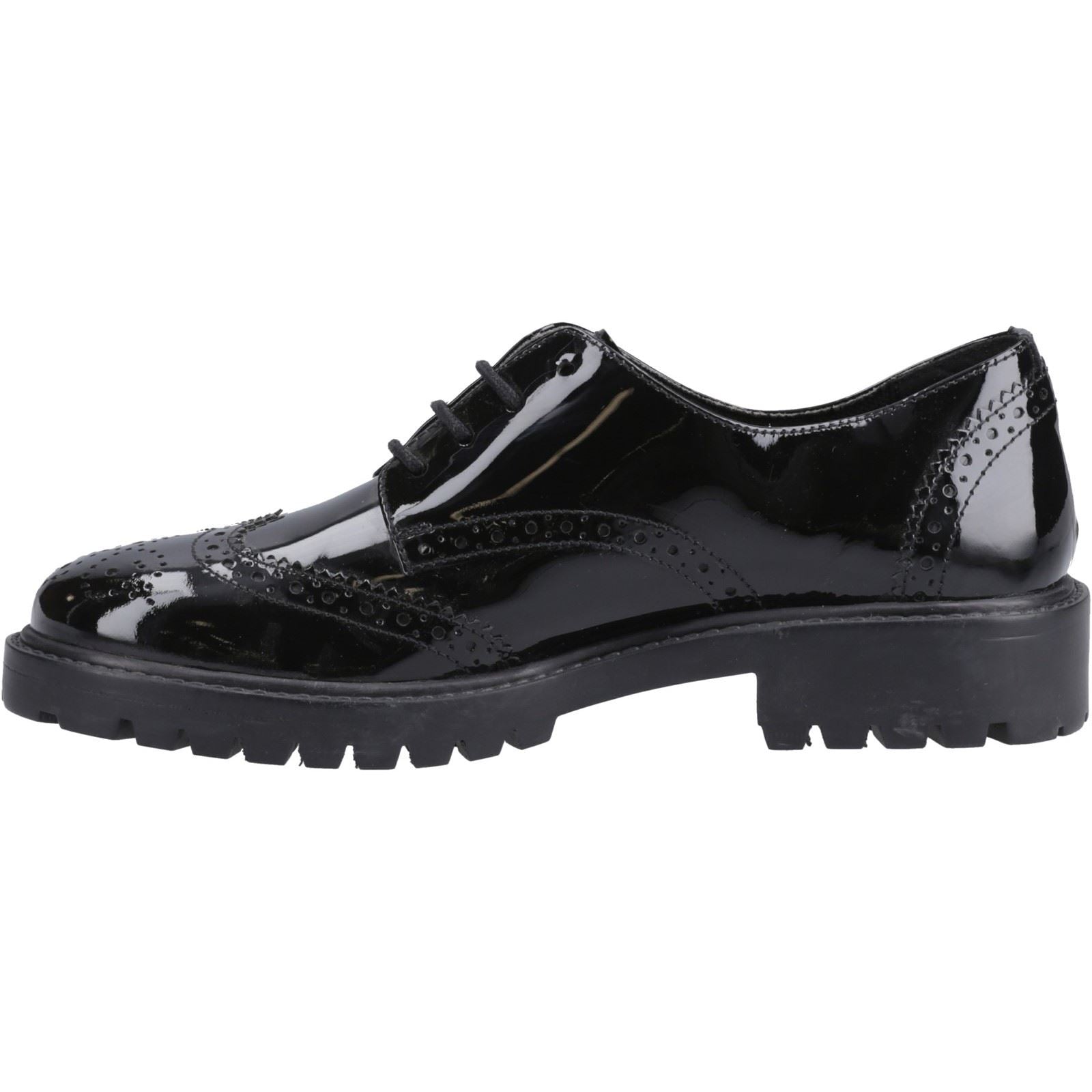 Hush Puppies Athena Patent Mädchen Brogues Aus Schwarzem Leder