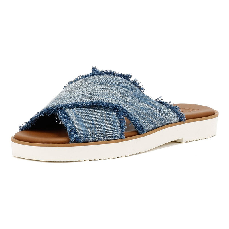 TOMS Mae Crossover Damen Sandalen In Blau Aus Denim