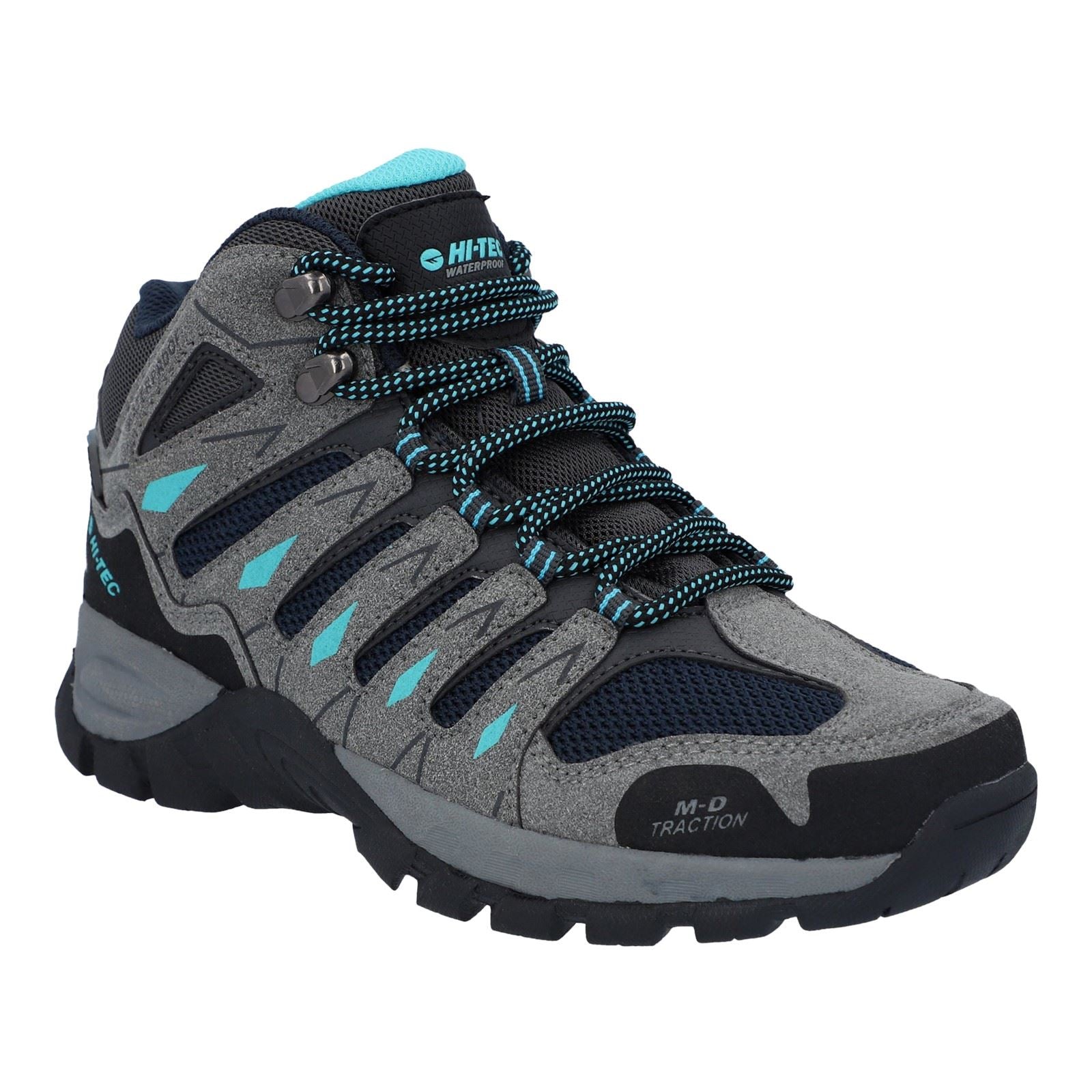 Hi-Tec Corzo Mid Pu Wildleder Damen Wanderschuhe In Graphitgrau/Dunkelrot