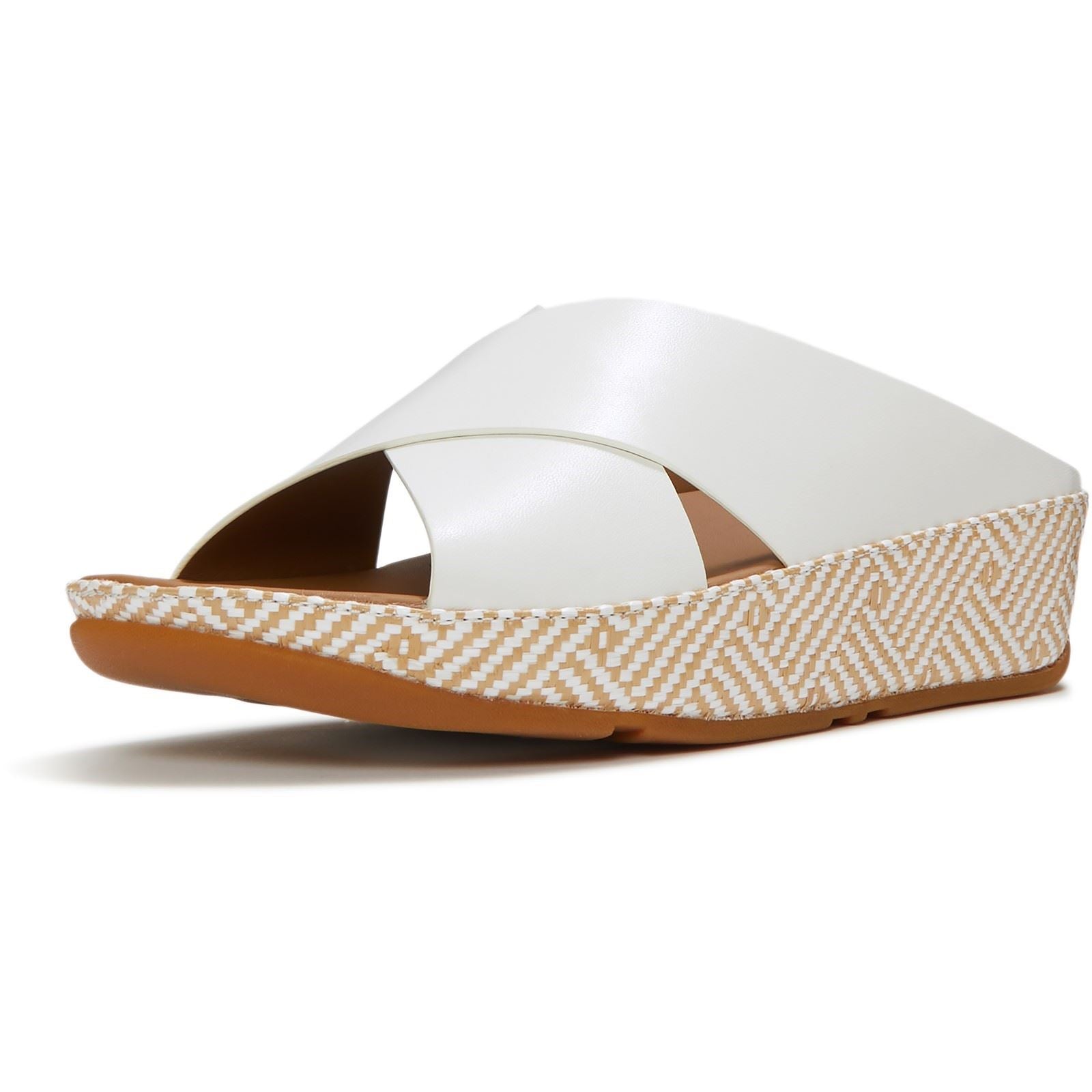 Fitflop Lulu Lux Graphic-Weave Leder Damen Urbane Weiße Sandalen