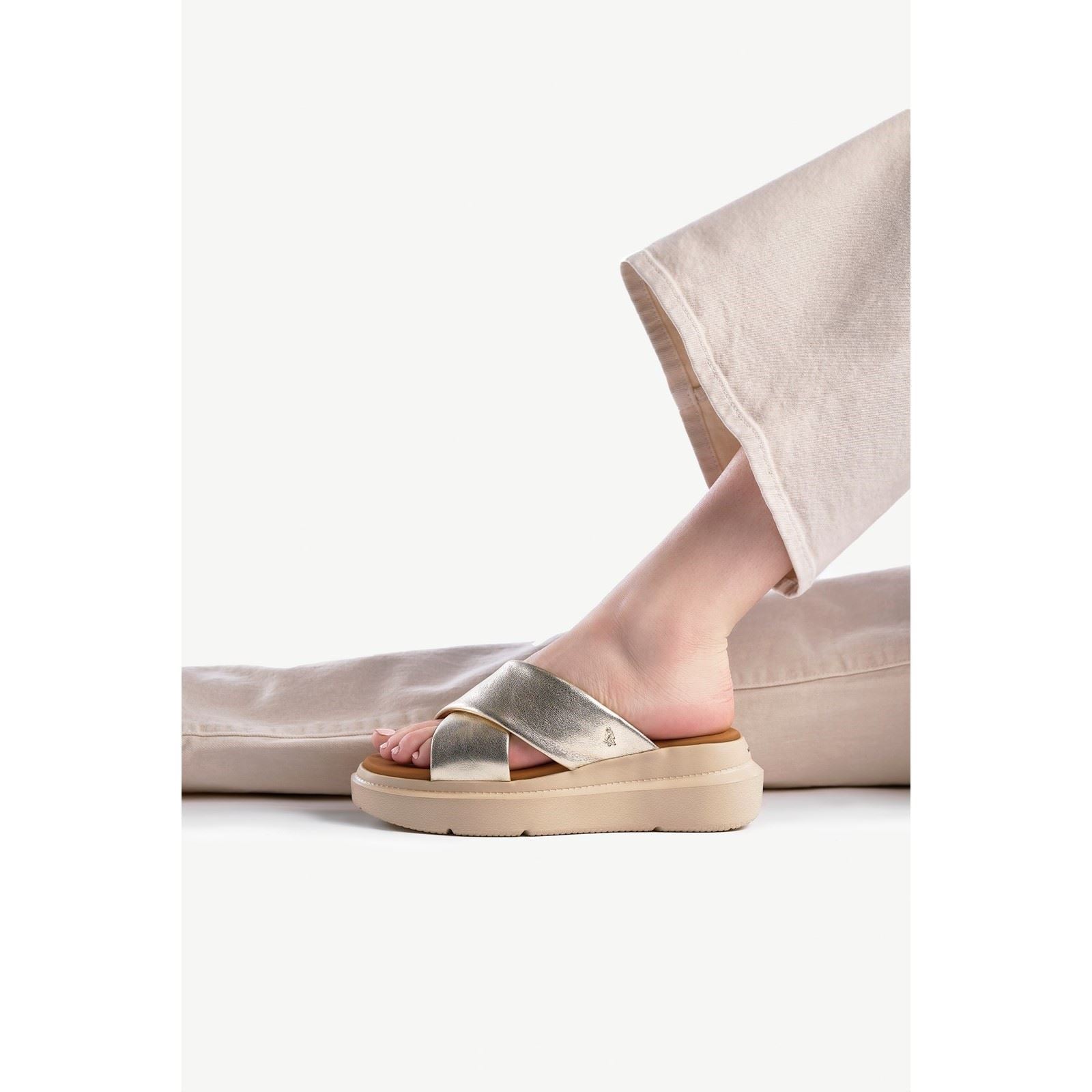 Hush Puppies Uplift Damen Sandalen Aus Champagner-Leder