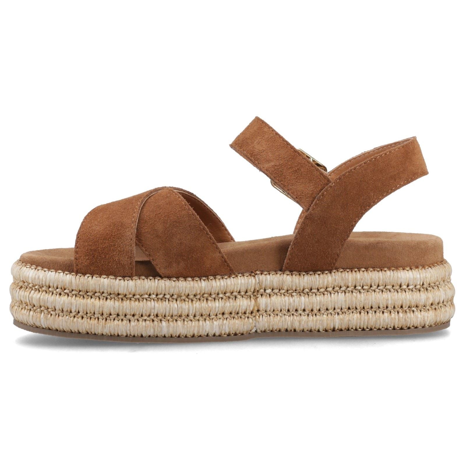 Hush Puppies Rosa Rafia Sandal Leder Damen Tan Sandalen