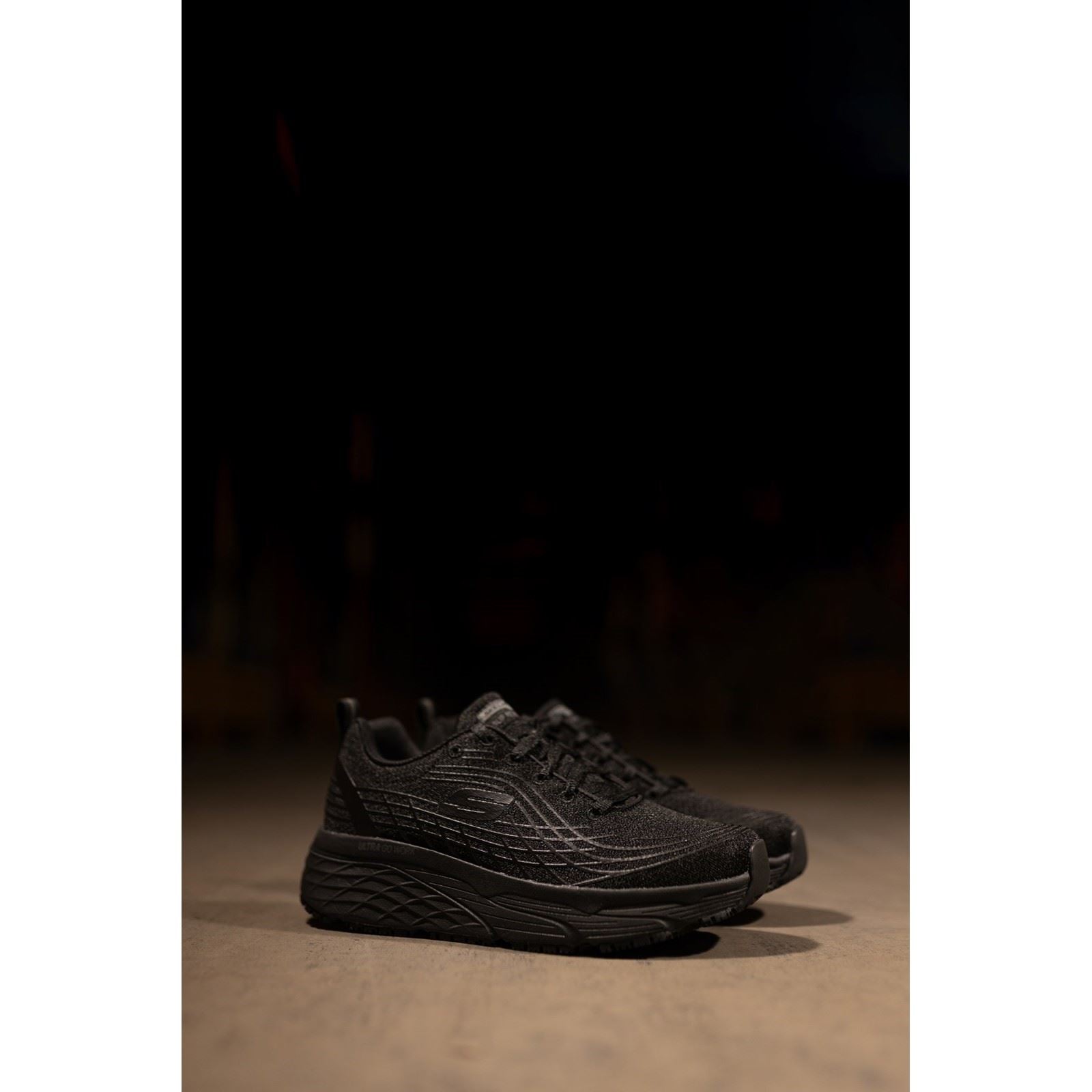 Skechers Workwear Max Cushioning Elite Sr Textil Damen Schwarze Sicherheits Sneakers