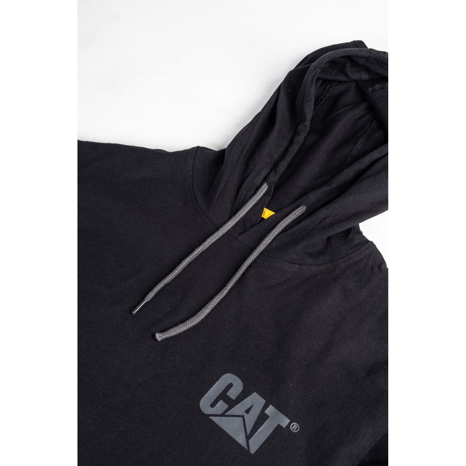 Caterpillar Hooded Long Sleeve Baumwoll Herren Schwarzes T-Shirt