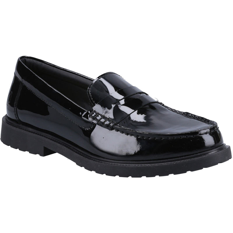 Hush Puppies Verity Slip On Leder-Damen-Patent-Loafer In Schwarz