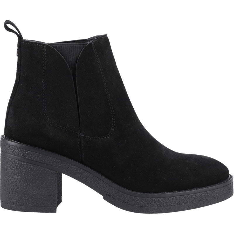 Hush Puppies Felicia Damen Chelsea Stiefeletten mit hohem Absatz in Schwarz aus Wildleder
