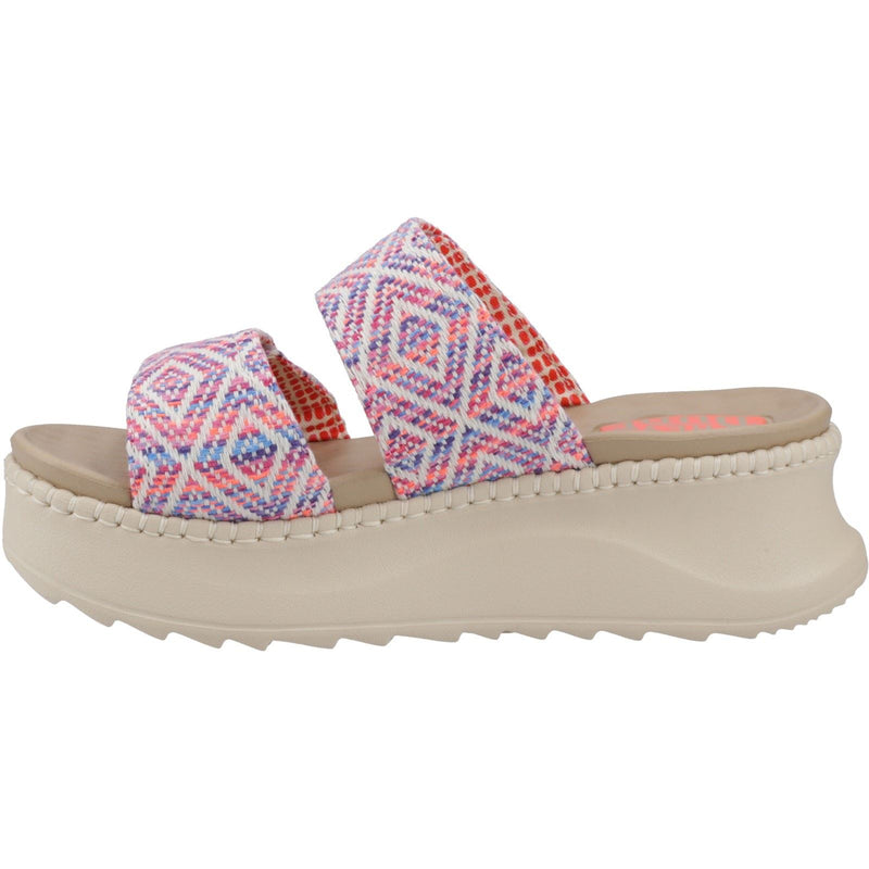 HEYDUDE Delray Slide Surf Baja Polyester Mischung Damen Sandalen In Blau/Rosa/Mehrfarbig