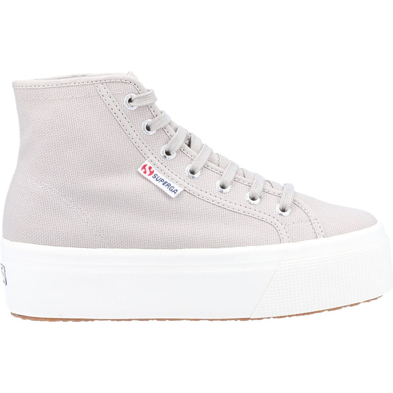 Superga 2708 HI Top Baumwoll Damen Stiefel In Grau Colomba/Weiß Avorio