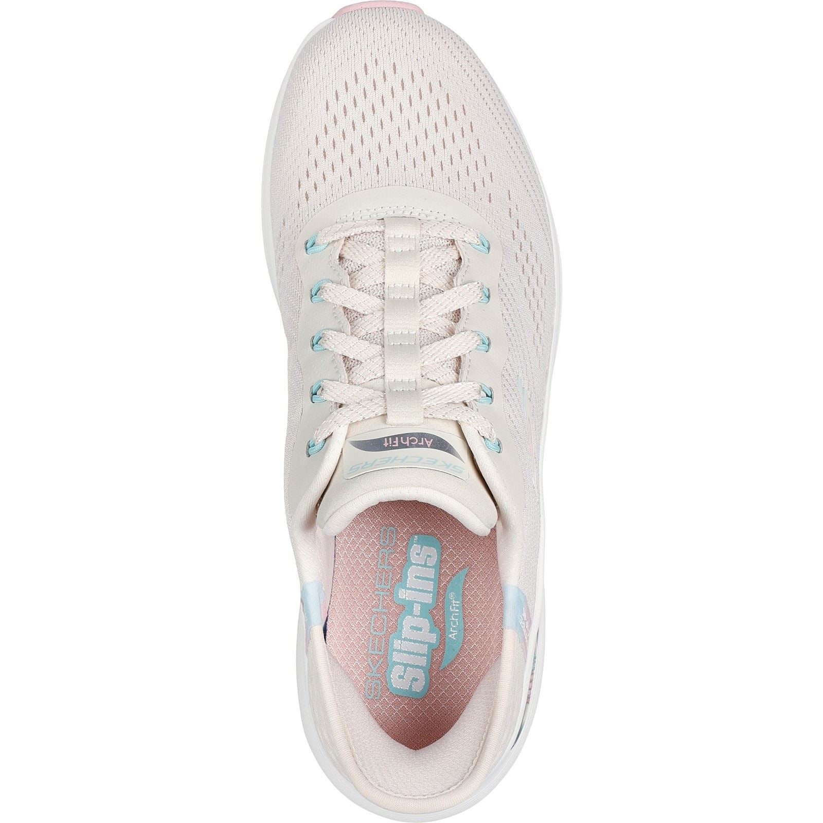 Skechers Arch Fit 2.0 Easy Chic Damen Sneaker Aus Natürlichen/Rosa Textilien