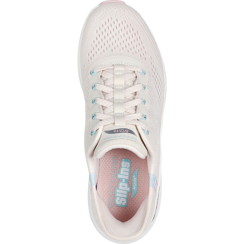 Skechers Arch Fit 2.0 Easy Chic Damen Sneaker Aus Natürlichen/Rosa Textilien