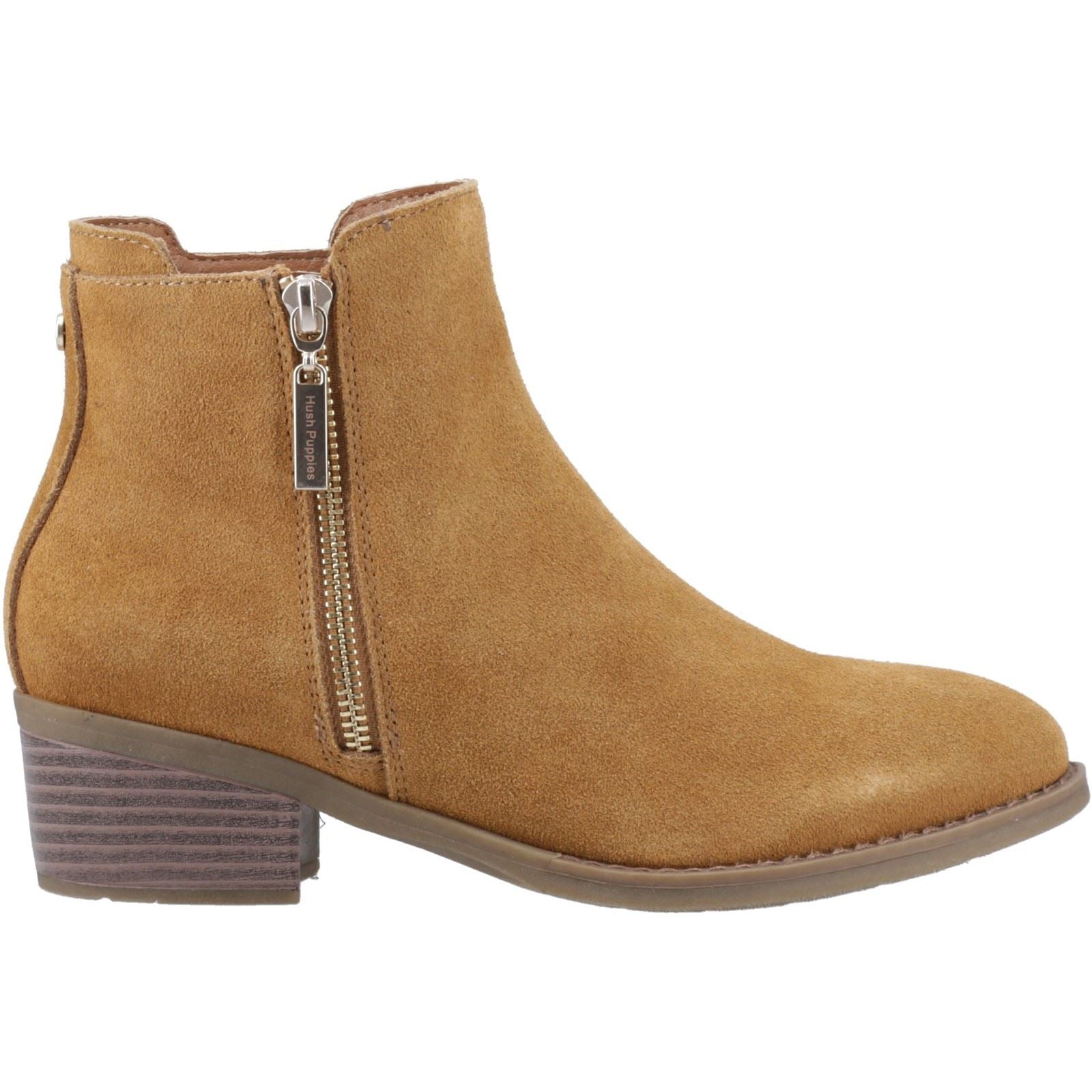 Hush Puppies Ingrid Damen Wildleder Stiefeletten mit Absatz in Hellbraun