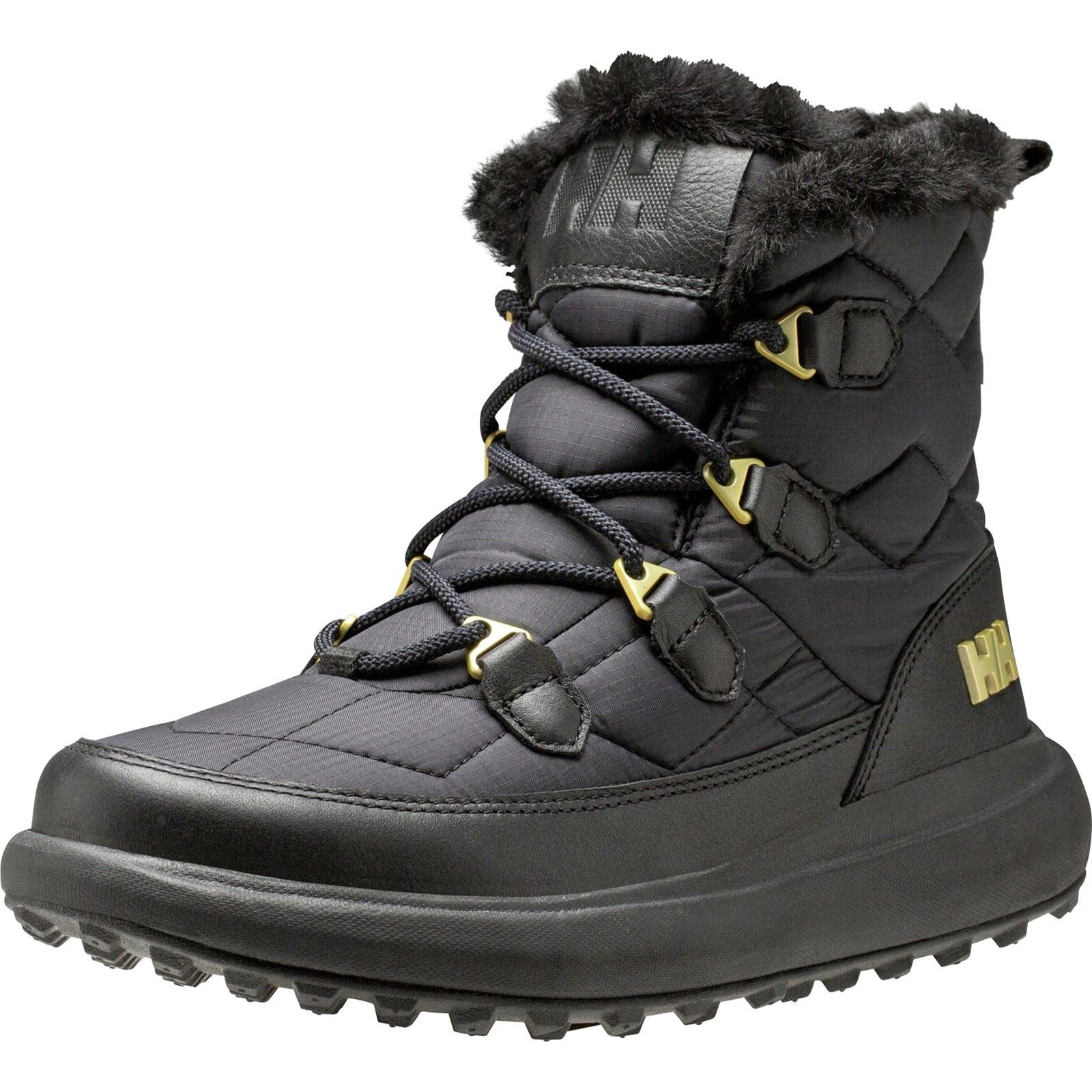 Helly Hansen Sport Willetta 2 Mid Damen Winterstiefel aus schwarzem Leder in mittlerer Wadenhöhe