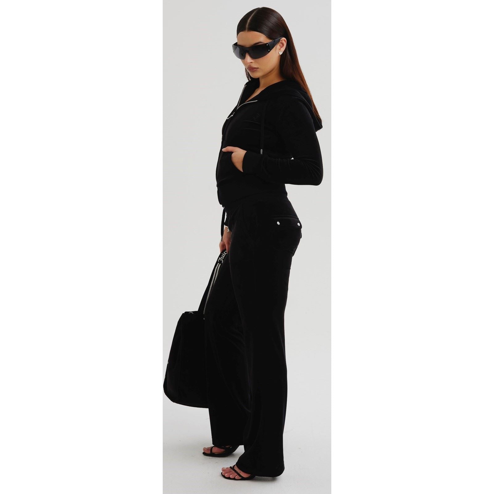 Juicy Couture Robertson Classic Jacket Polyester Damen Schwarz Kapuzen Sweatshirt