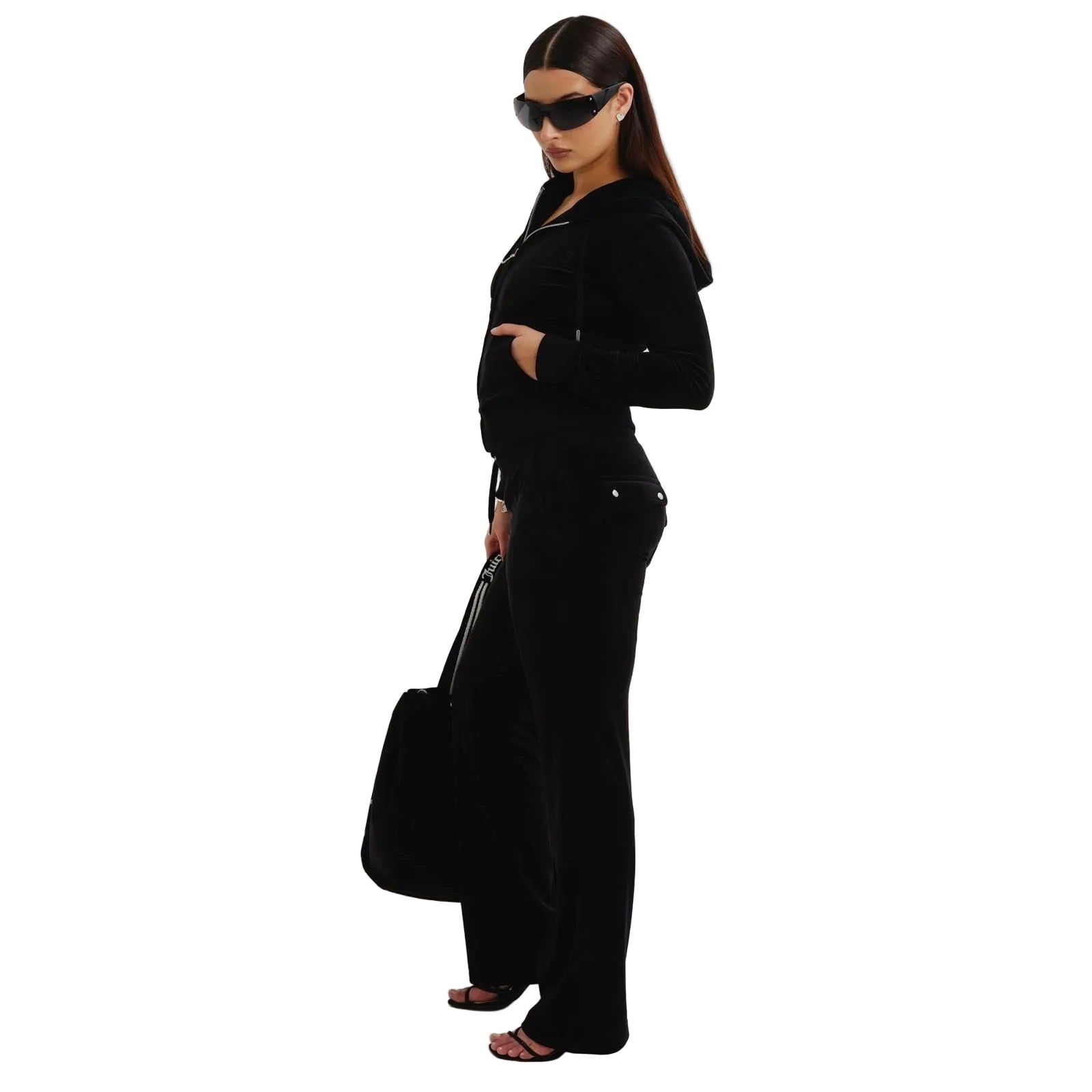 Juicy Couture Robertson Classic Jacket Polyester Damen Schwarz Kapuzen Sweatshirt