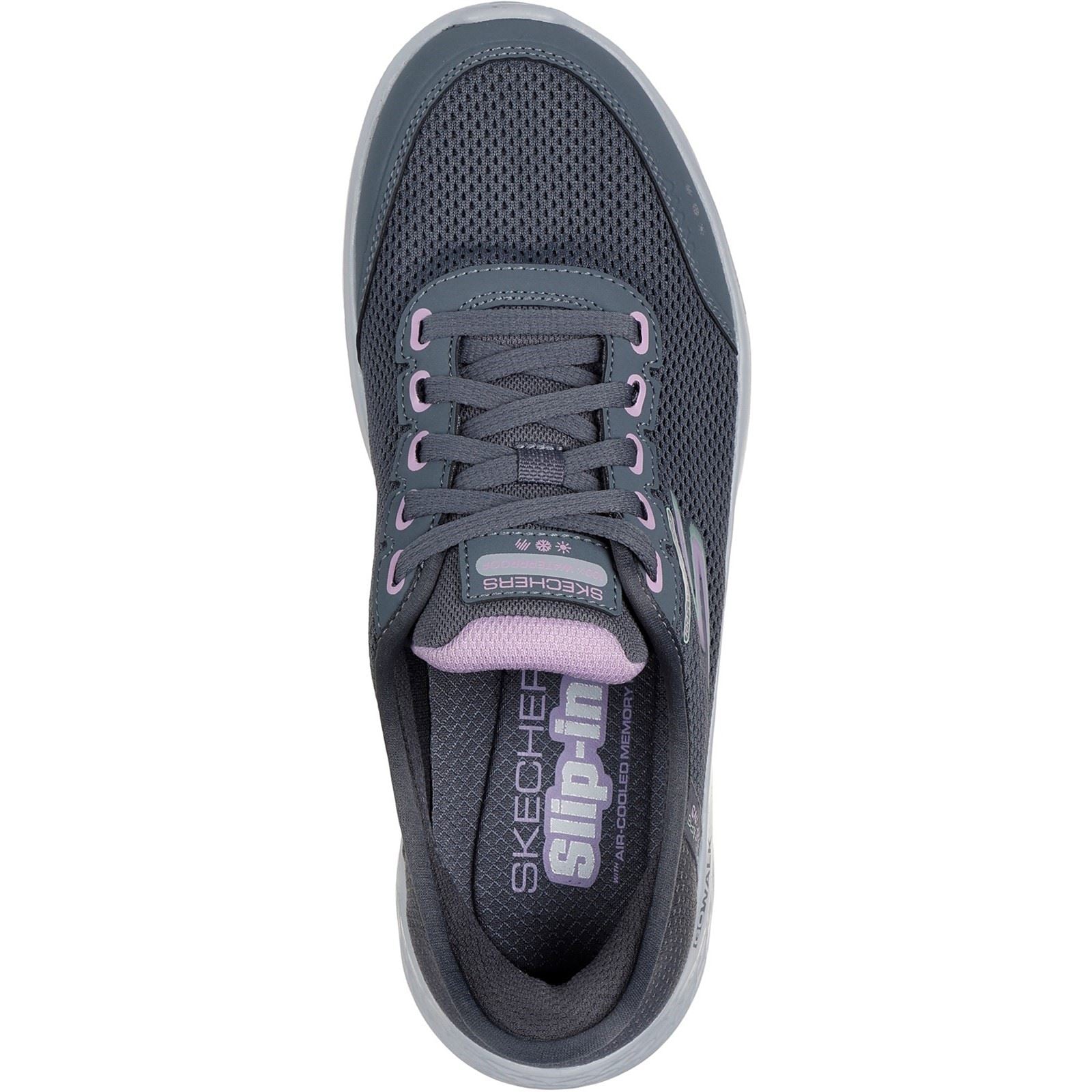Skechers Go Walk Flex Clear Creek Damen-Sneaker Aus Textil In Anthrazit/Lavendel