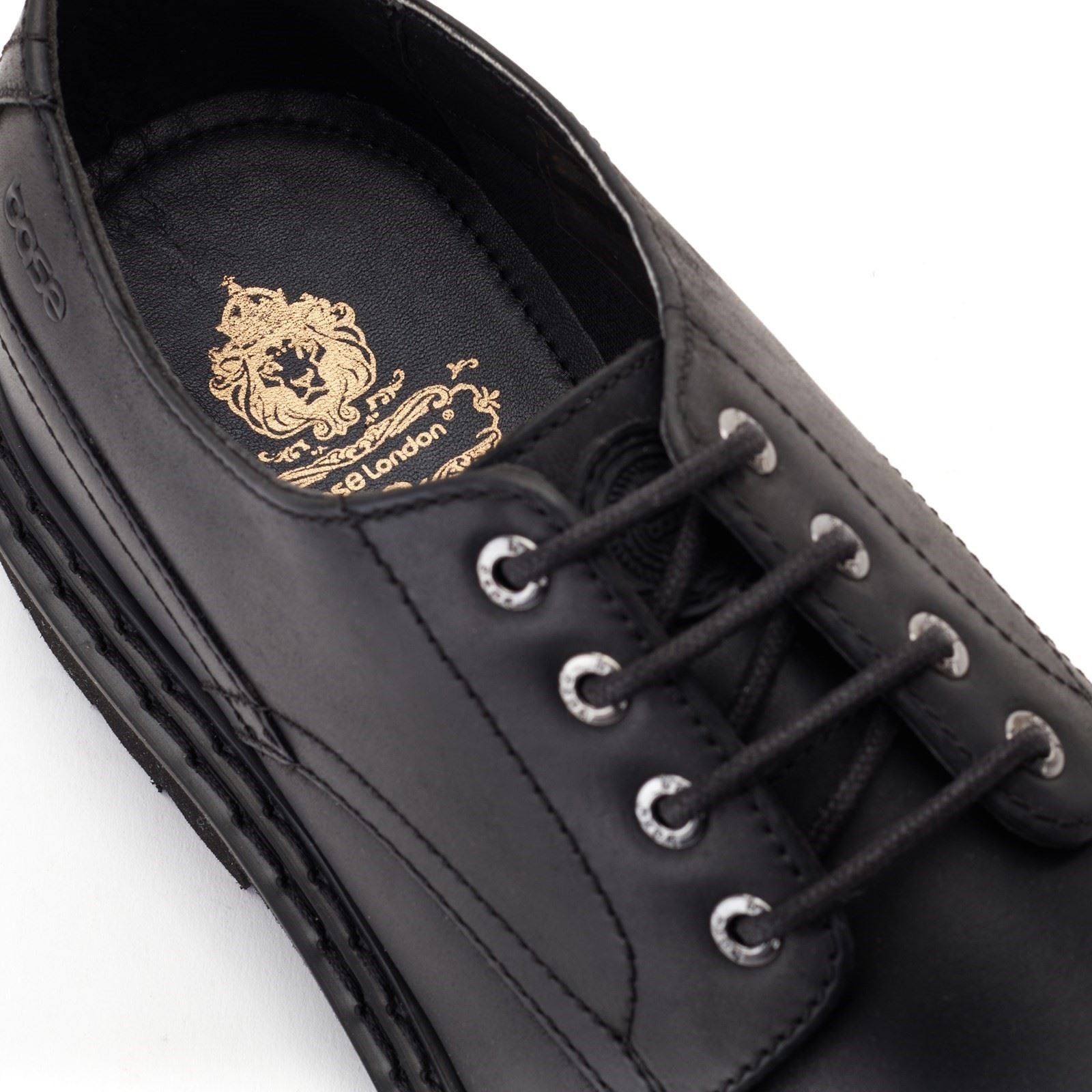 Base London Wick Schwarze Farbe Herren-Schnürschuhe Aus Leder