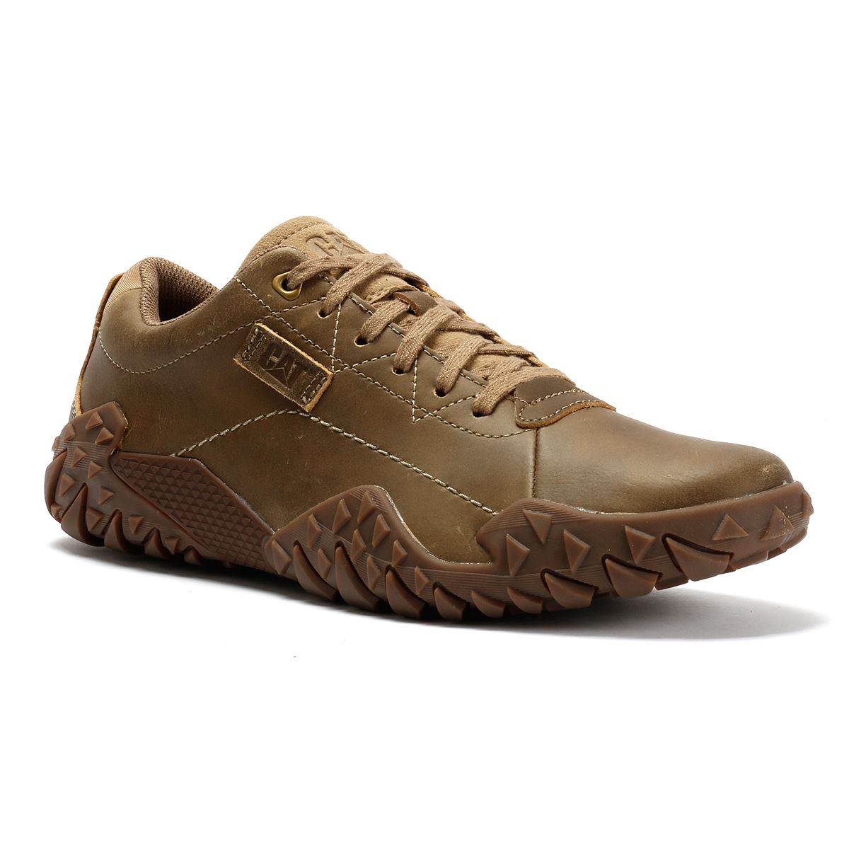 Caterpillar Gridlock Lo Full Grain Leder Herren Beigefarbene Schnürschuhe