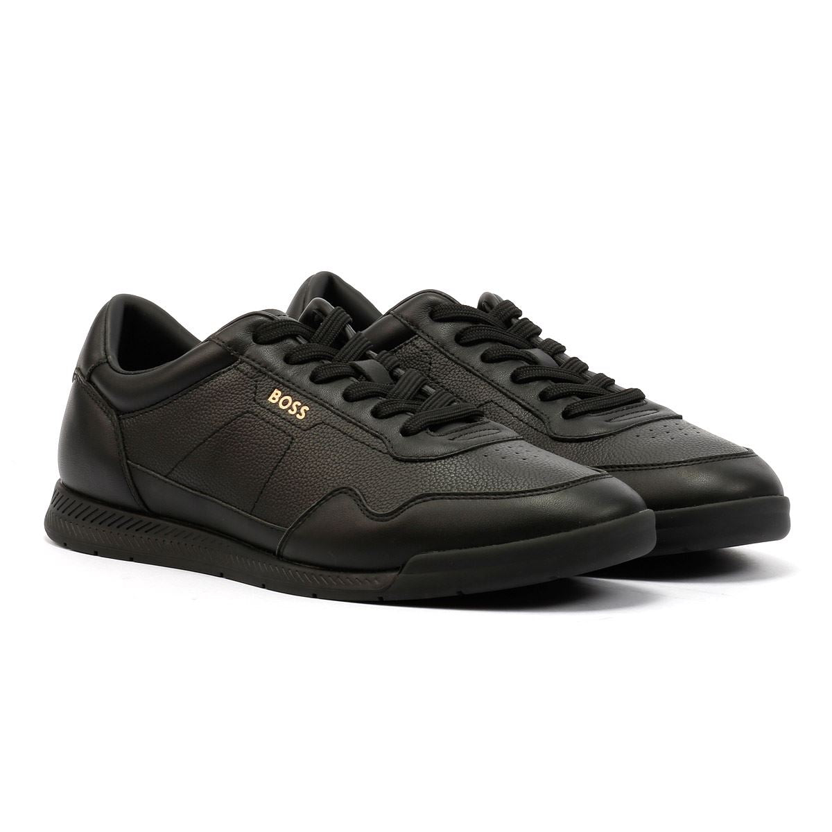 Boss Titanium Herren Schwarz Leder Sneaker