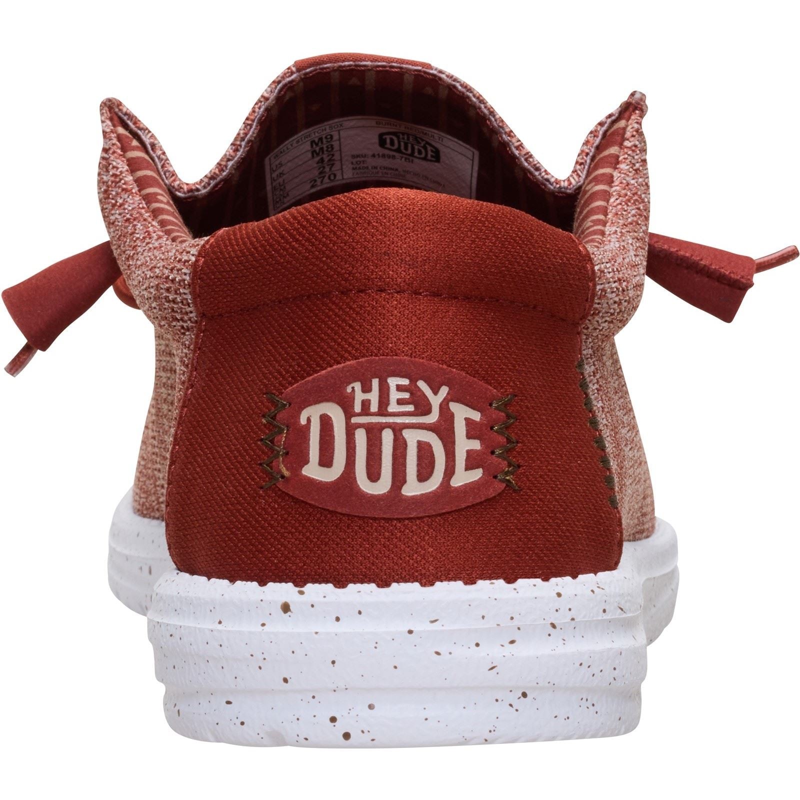 HEYDUDE Wally Stretch Sox Polyester Herren Slipper In Verbranntem Rot/Mehrfarbig