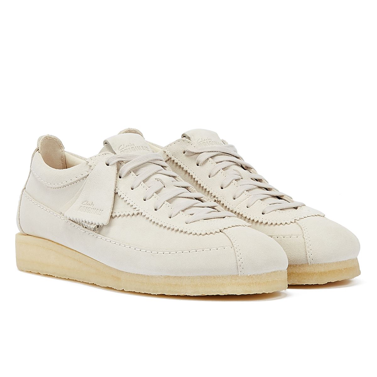 Clarks Originals Wallabee Tor Suede Herren Schnürschuhe Aus Weißem Wildleder