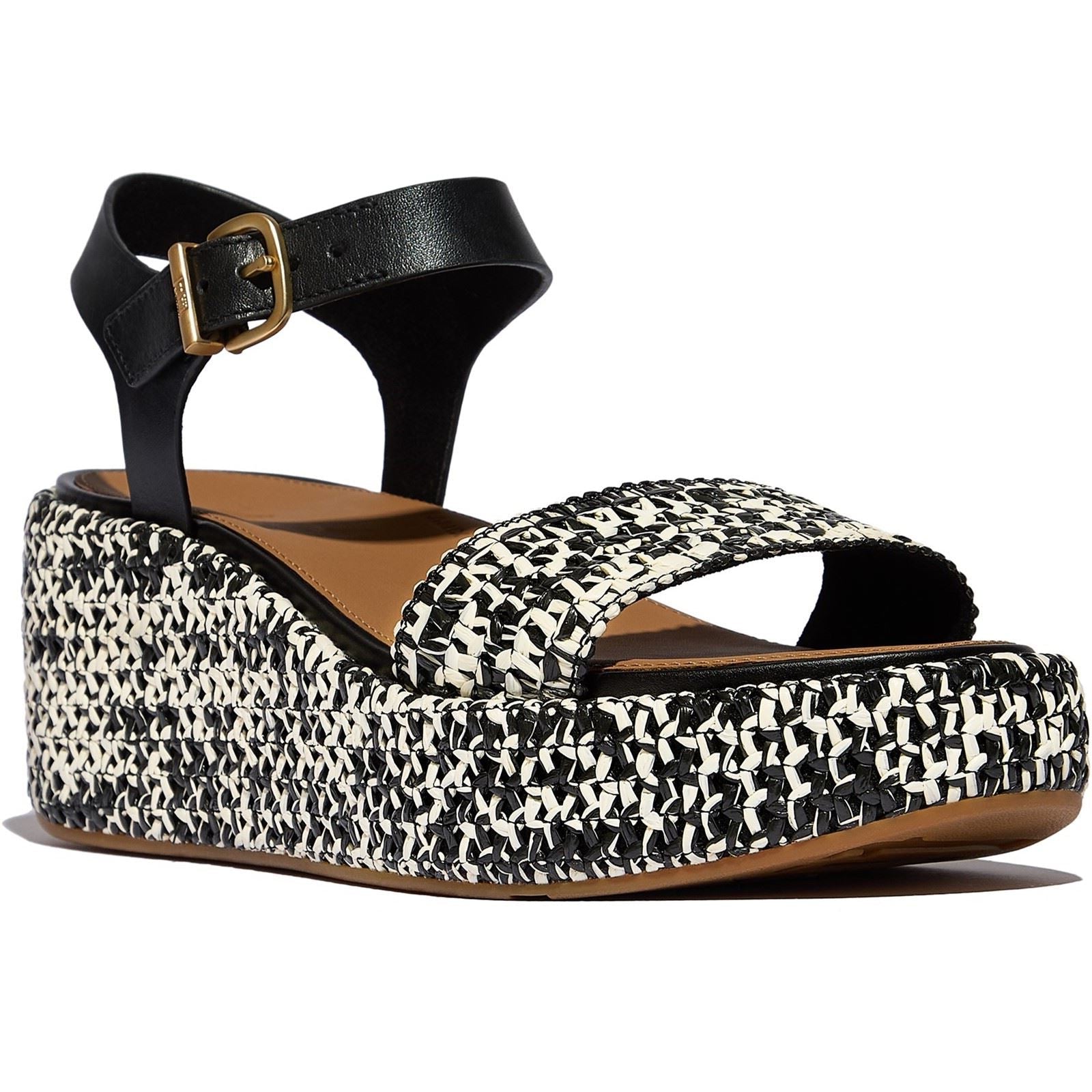 Fitflop Platfforms Wedge Faux Wildleder Damen Schwarz/Elfenbein Sandalen