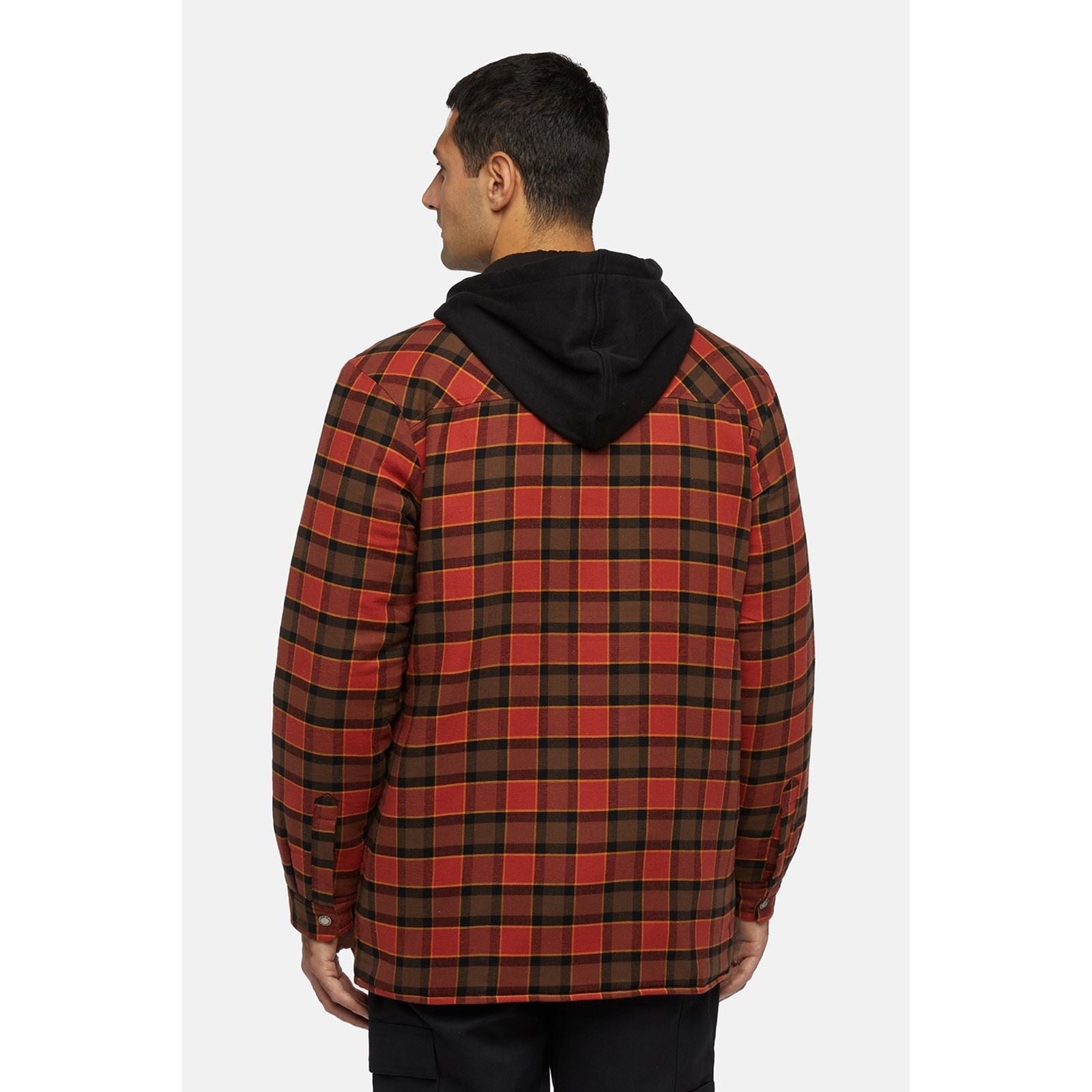 Dickies Fleece Hooded Flannel Shirt Herren Rotes Hemdjacke