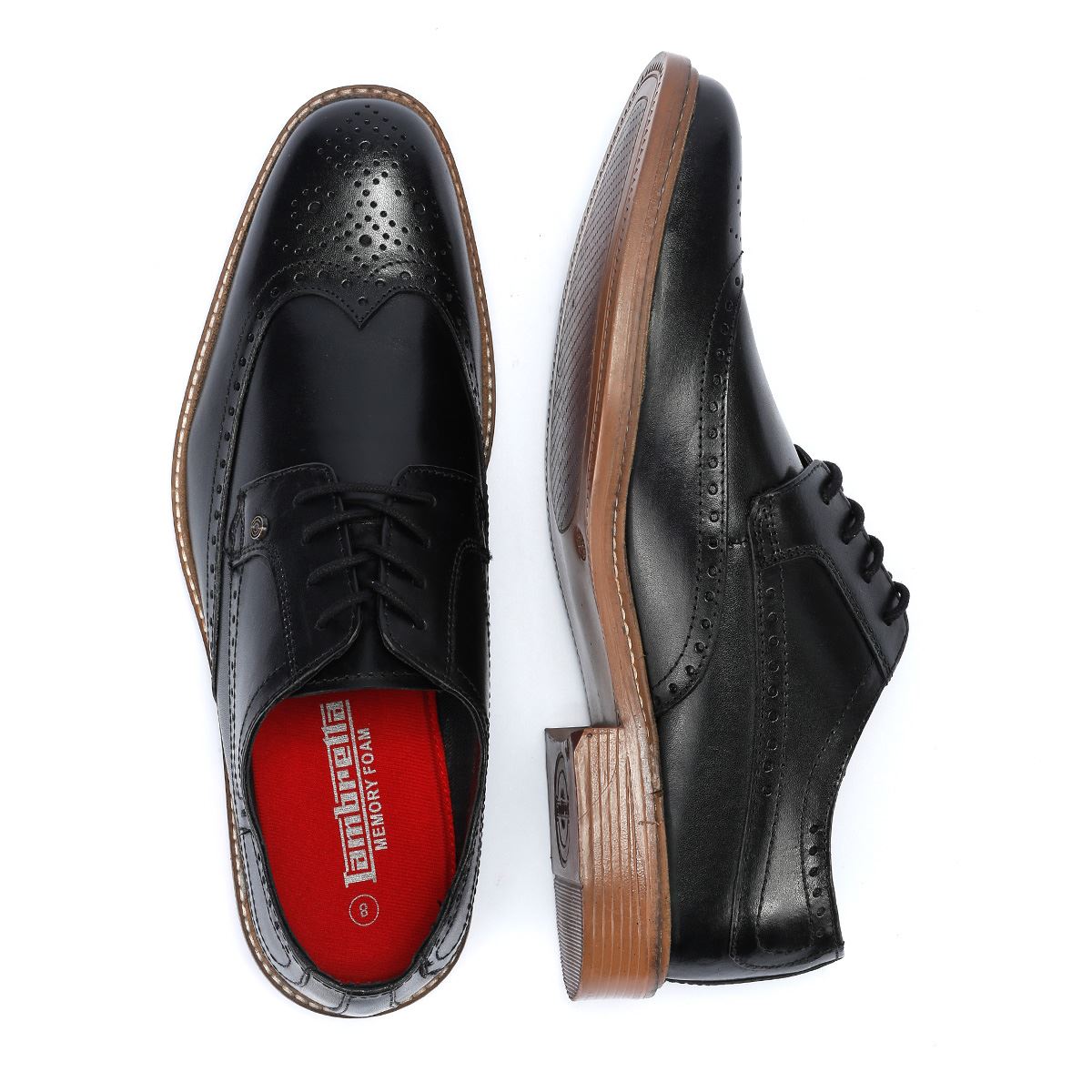 Lambretta Harvey Brogue Herren Schwarze Lederschuhe Zum Schnüren