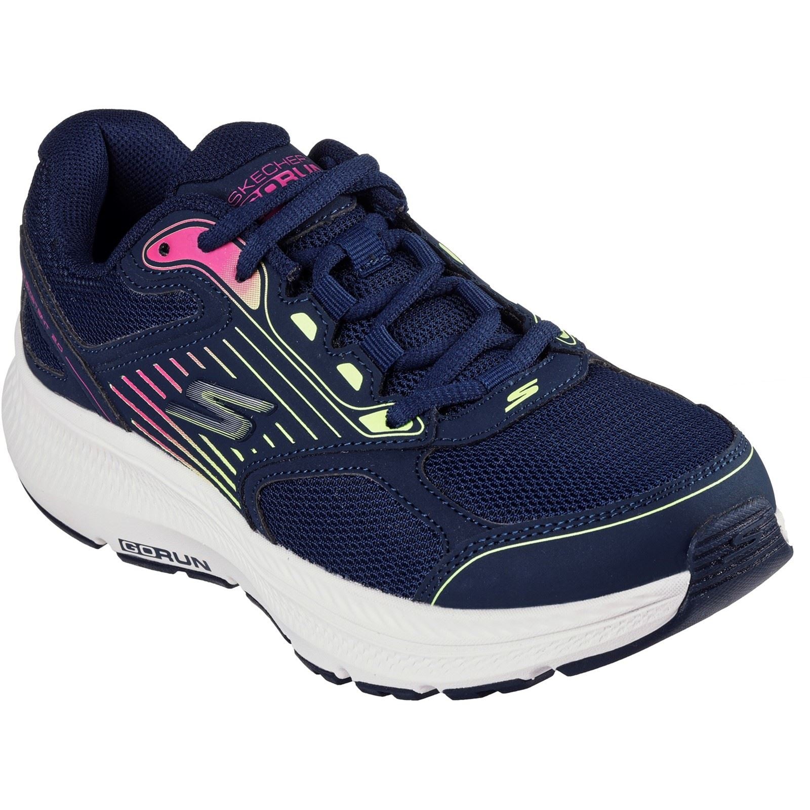 Skechers GO RUN Consistent 2.0 Advantage Leder Damen Sneakers In Marineblau/Mehrfarbig