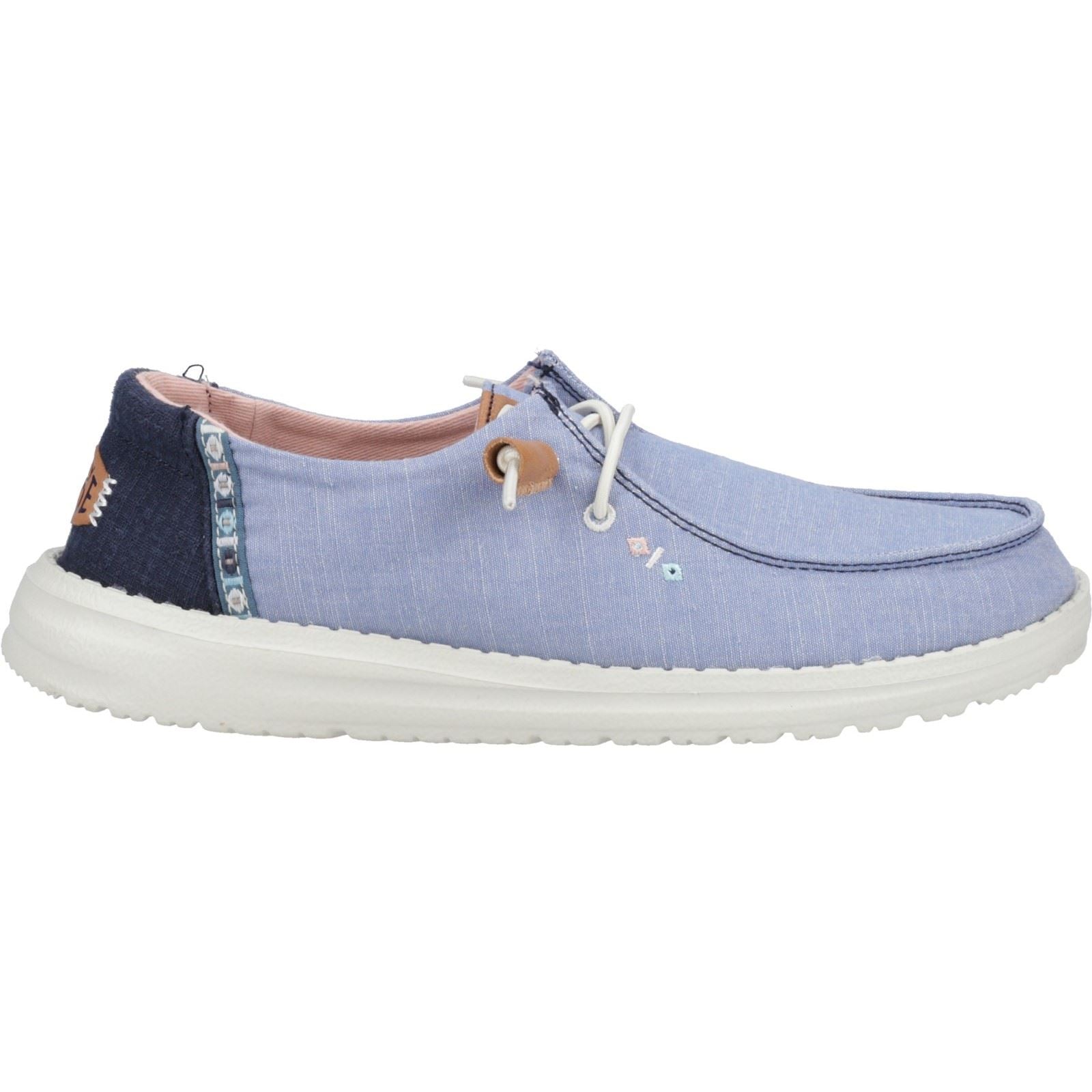 HEYDUDE Wendy Chambray Boho 100% Baumwolle Damenblaue Slipper