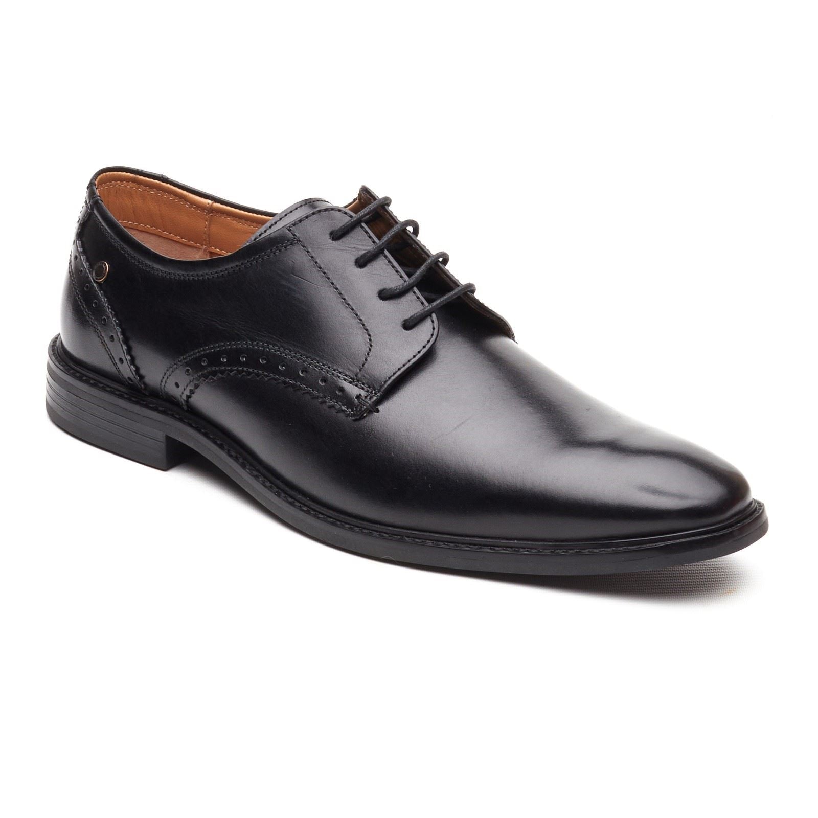 Base London Eton Lace Up Leder Herren Schwarz Schnürschuhe