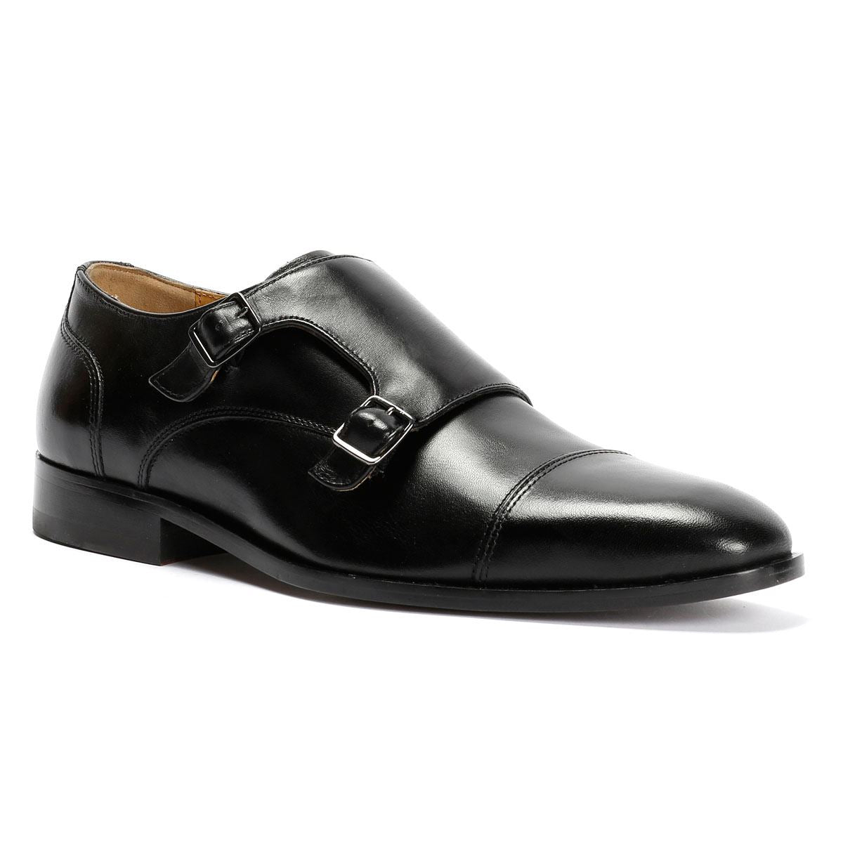 Chapman & Moore Toe Cap Monk Leder Herren Schwarz Schnürschuhe