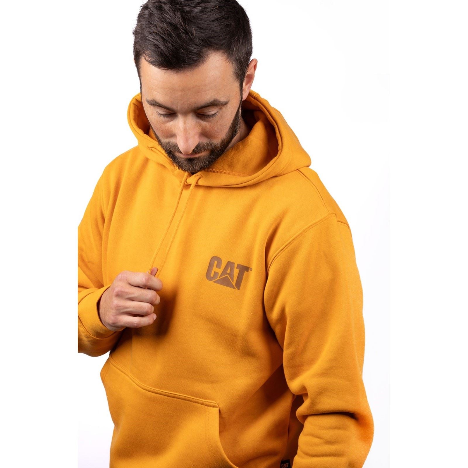 Caterpillar Trademark Banner Baumwolle Herren Gelbes Kapuzen Sweatshirt