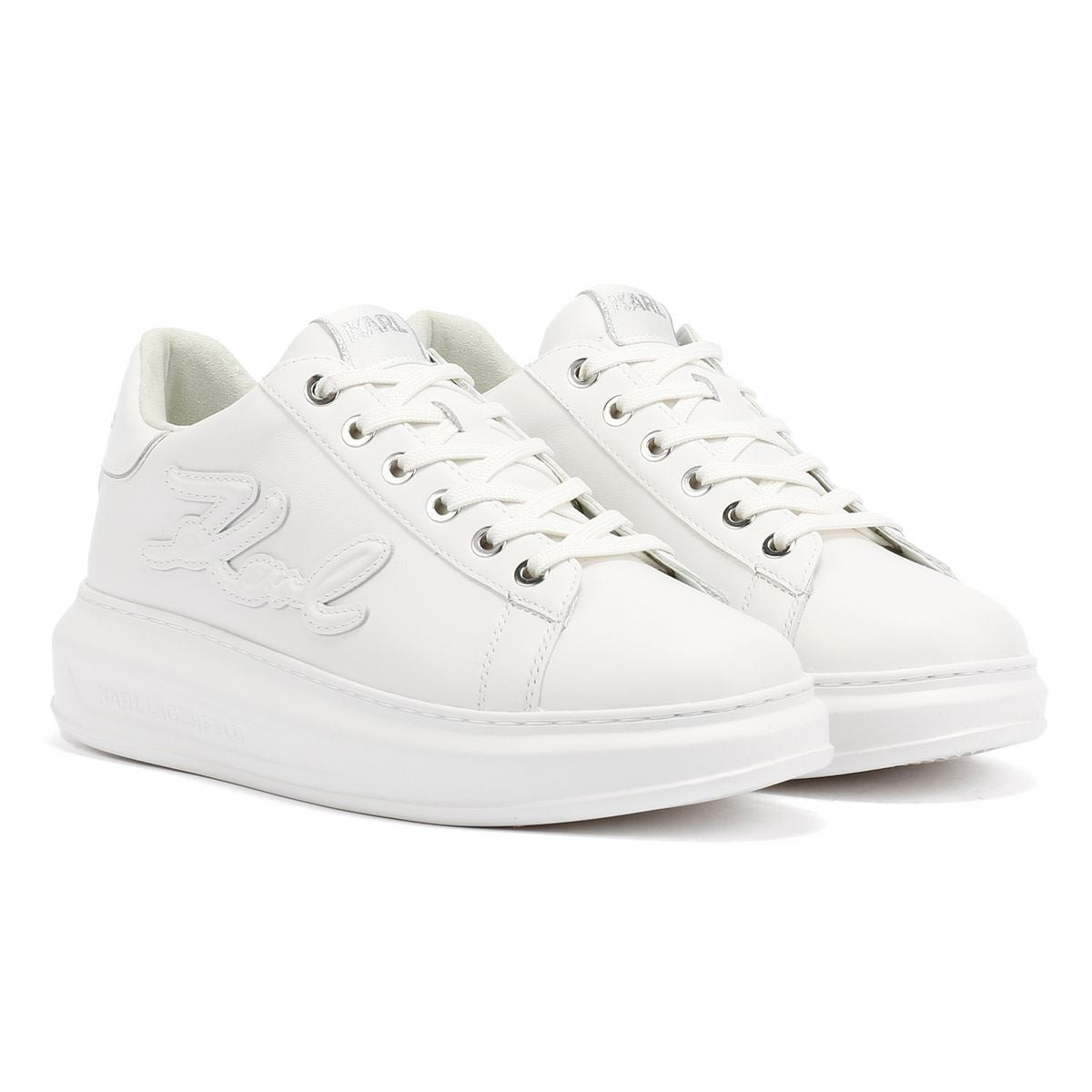 Karl Lagerfeld Kapri Signia Emboss Lo Lace Damen Sneaker Aus Weißem Leder